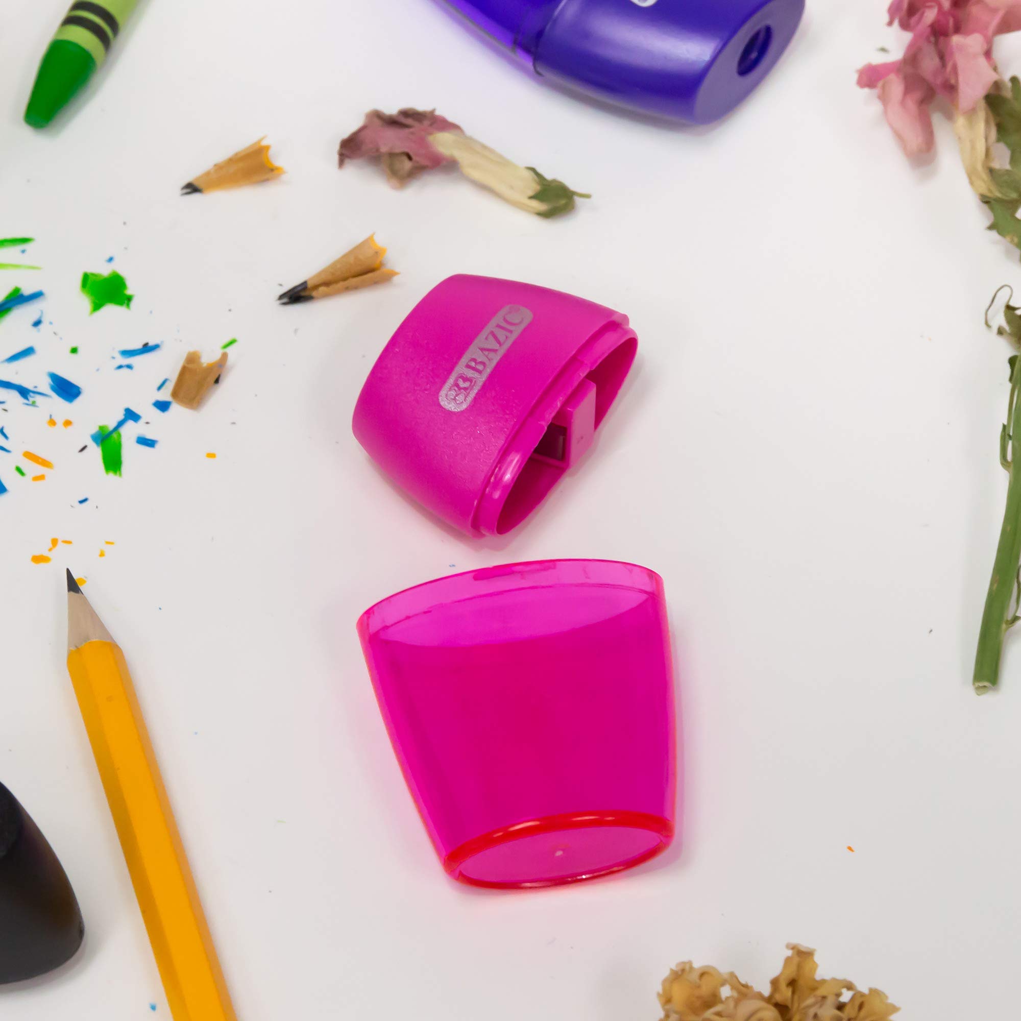 BAZIC Single Hole Pencil Sharpener with Receptacle - Standard Size for Pencils & Crayons - 144-Pack Bulk Classroom Supplies - Perfect for School, Office, and Art Projects