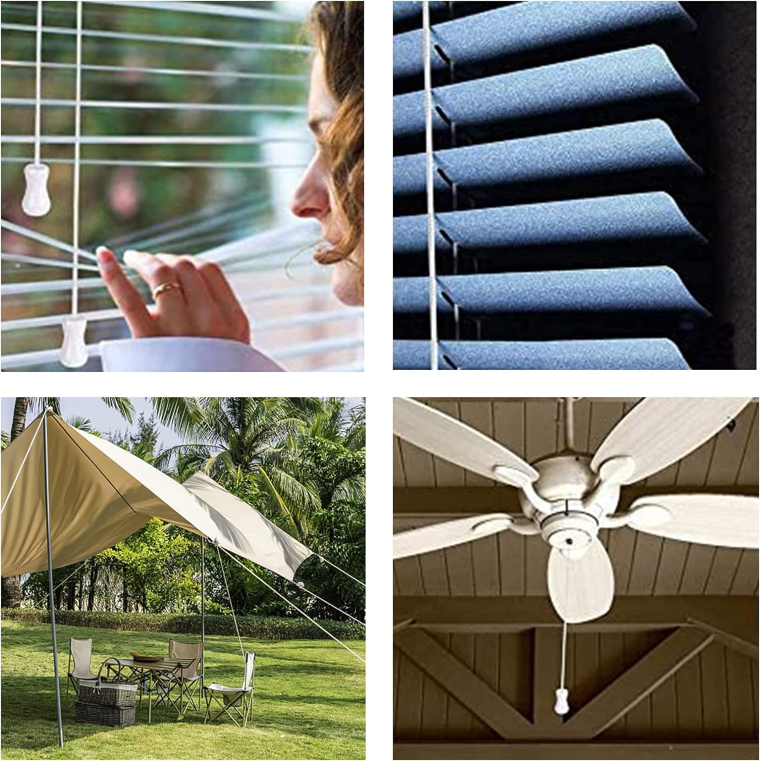 2 Roll Braided Nylon Lift Shade Cord with Wood Pendants - 55 Yards 1.8mm Replacement Blind String for Window Blinds, Roman Shades, DIY Crafts & Gardening - Perfect for Home Decor, Plant Support & Handmade Projects