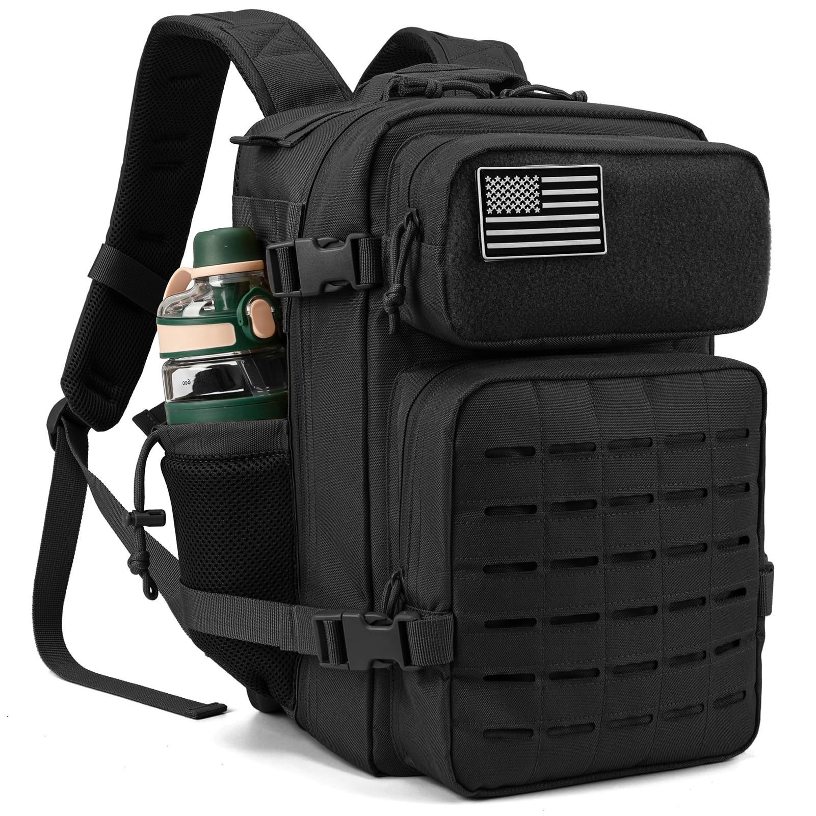 QT&QY 25L/35L/45L Tactical Backpack for Men - Military Molle Daypack, 3-Day Bug Out Bag, Hiking Rucksack with Water Bottle Holder - Perfect for Outdoor Adventures, Camping & Emergency Preparedness
