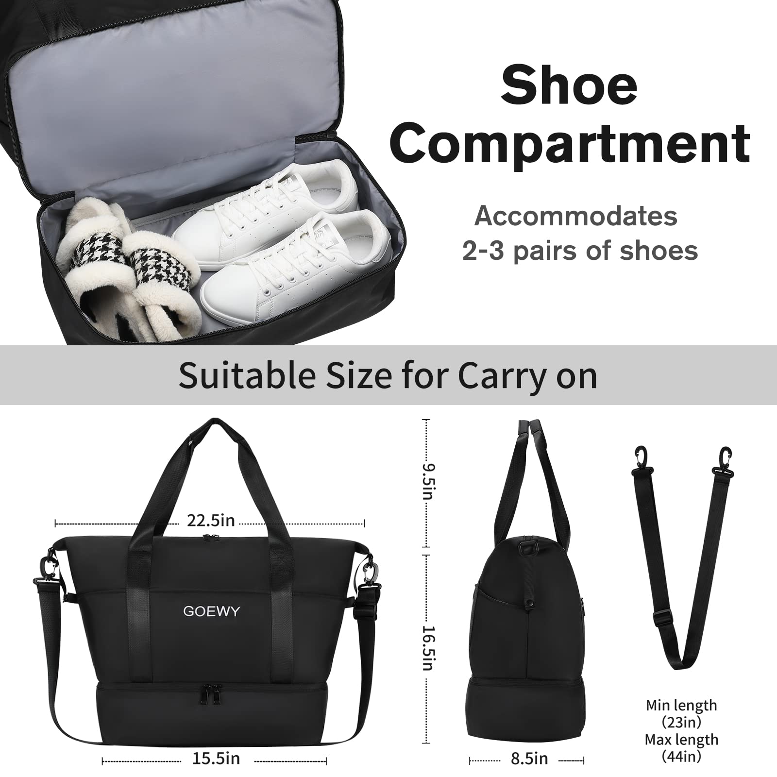 Lightweight Gym Bag for Women & Men - Sports Duffel Bag with Shoes Compartment & Wet Pocket - Perfect for Travel, Yoga, Football, Basketball, School & Weekend Getaways - Carry On Duffle Bag with Key Purse