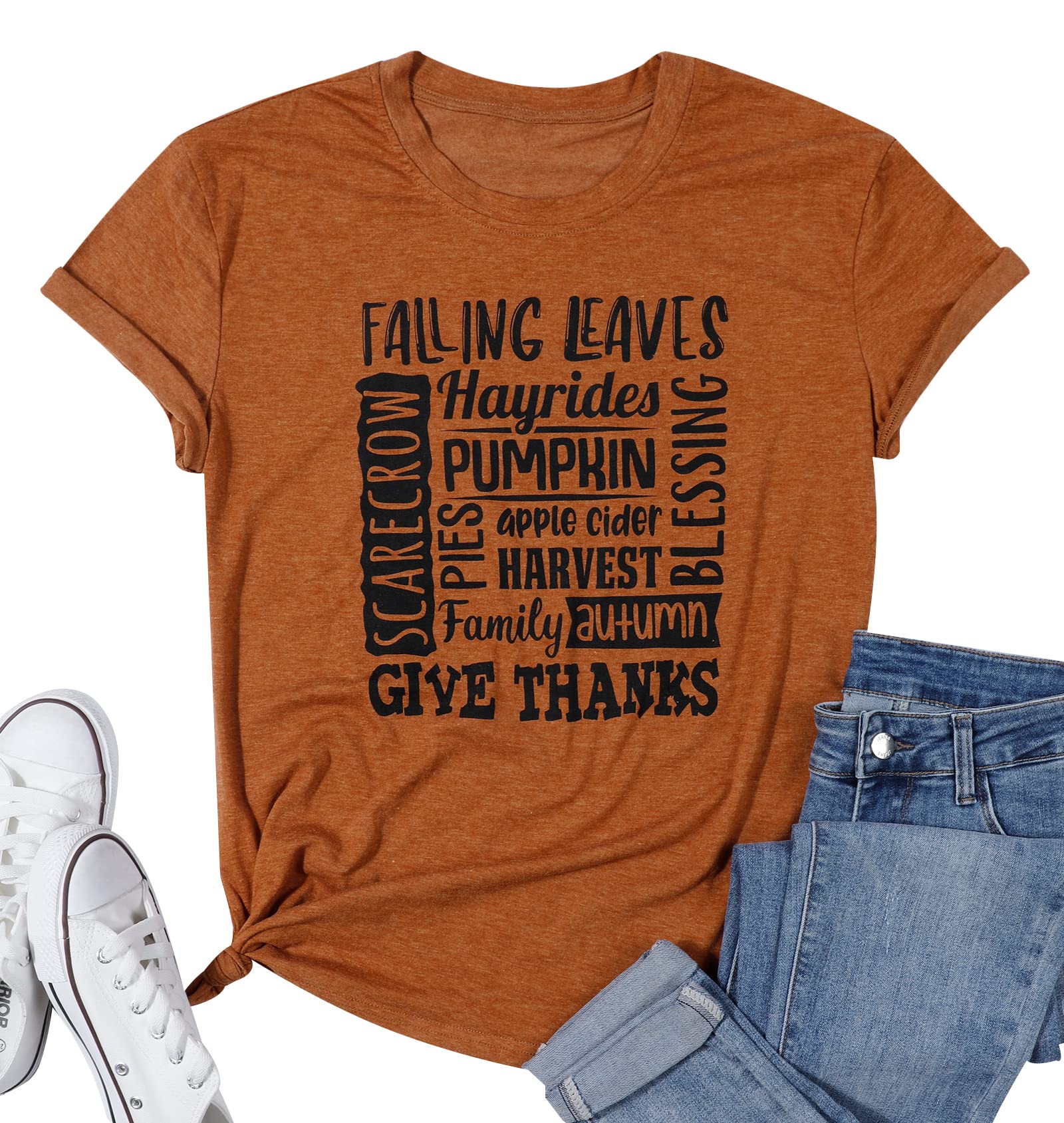 Funny Fall Saying T-Shirts for Women - Short Sleeve Pumpkin Hayride Apple Cider Leaf Design Tee | Cute Autumn Graphic Tops for Halloween Parties, Thanksgiving Gatherings & Cozy Seasonal Outfits