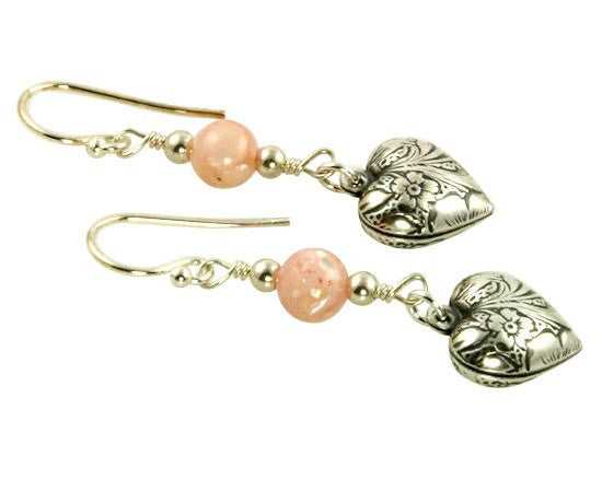 Pink Shell Floral Heart Charm Earrings for Women - Dainty Boho Beach Jewelry - Perfect for Summer, Vacations & Date Nights