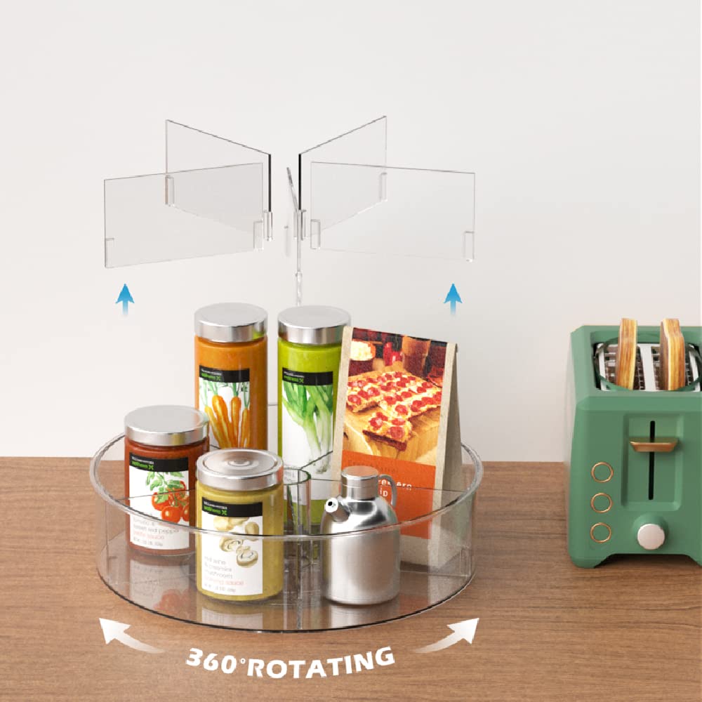 2-Pack Lazy Susan Turntable Spice Rack Organizer - 360° Rotating Kitchen Storage for Spices, Condiments & Food - Perfect for Cabinets, Pantry, Refrigerator & Countertop Organization (Ideal for Small Spaces & Easy Access)