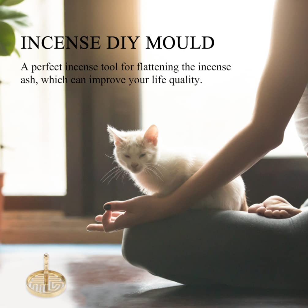 DOITOOL 2Pcs Brass Incense Press Mold & Ash Seal - DIY Incense Cone Making Kit for Home, Yoga, Meditation & Aromatherapy - Golden Incense Burner Accessories for Relaxation & Spiritual Practice