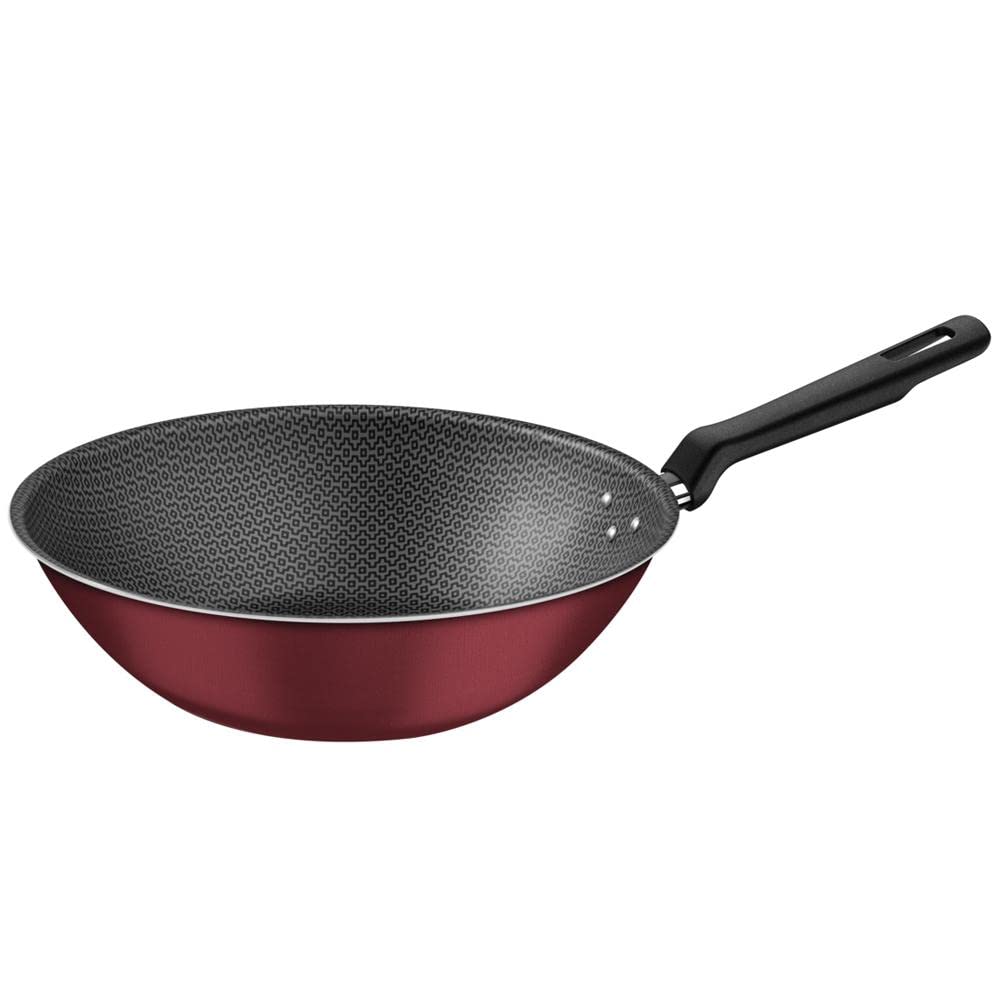 Tramontina Loreto 28cm Red Non-Stick Aluminum Wok Pan with Starflon Max Coating - 3.6L Capacity - Perfect for Stir-Frying, Sautéing & Asian Cooking