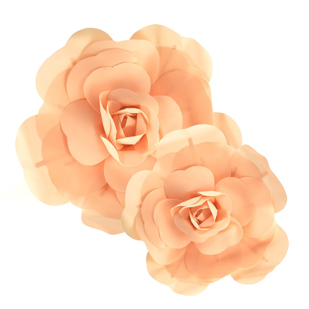 Homeford Rose Foam Wall Flowers Decor - 2 Piece Set, Assorted Sizes, Peach Color - Perfect for Home, Wedding, Party & Office Decoration