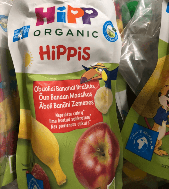 HiPP Organic Strawberry Banana Apple Puree - 100g Baby Food Pouch (Exp: 06/27/26) | Healthy Snack for Toddlers & On-the-Go Meals
