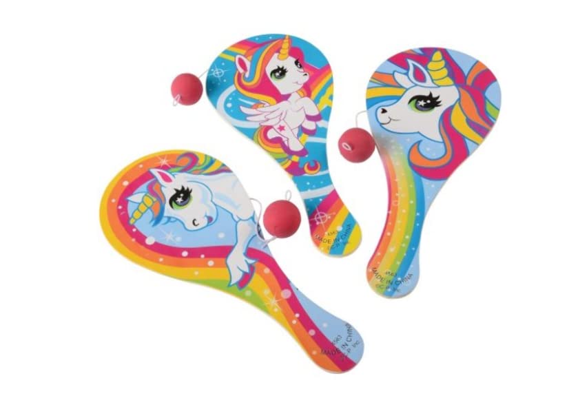 Vibrant Unicorn Paddle Ball Game Set - 3 Pack Outdoor String Toys for Kids, Beach, Park & Backyard Fun - Colorful Summer Activity for Children & Family Playtime