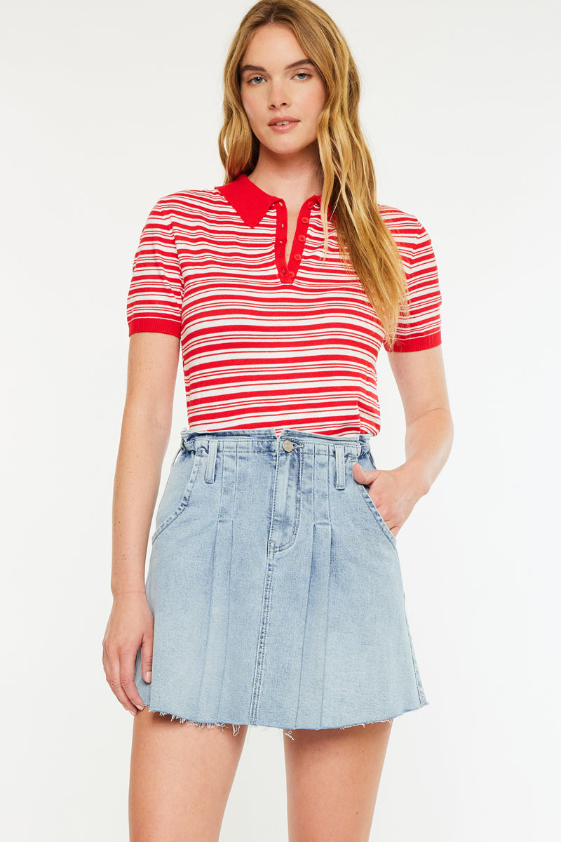 Kerro High Rise Midi Skater Skirt for Women - Flowy A-Line Pleated Skirt with Stretchy Waistband | Perfect for Casual Wear, Office Outfits & Date Nights