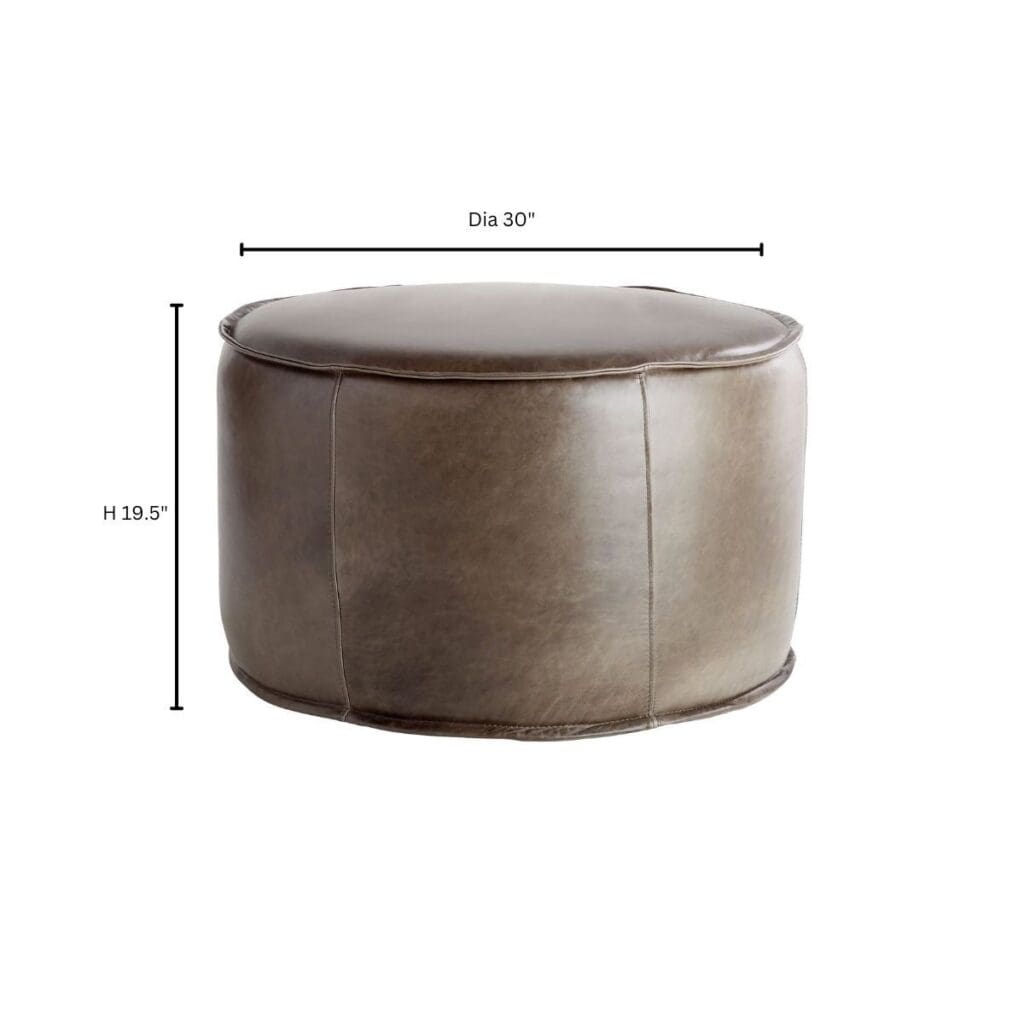 Cyan Design 11448 Lusso Round Pouf Ottoman - Grey Home Decor Footstool for Living Room, Bedroom & Nursery | Stylish Seating & Accent Piece