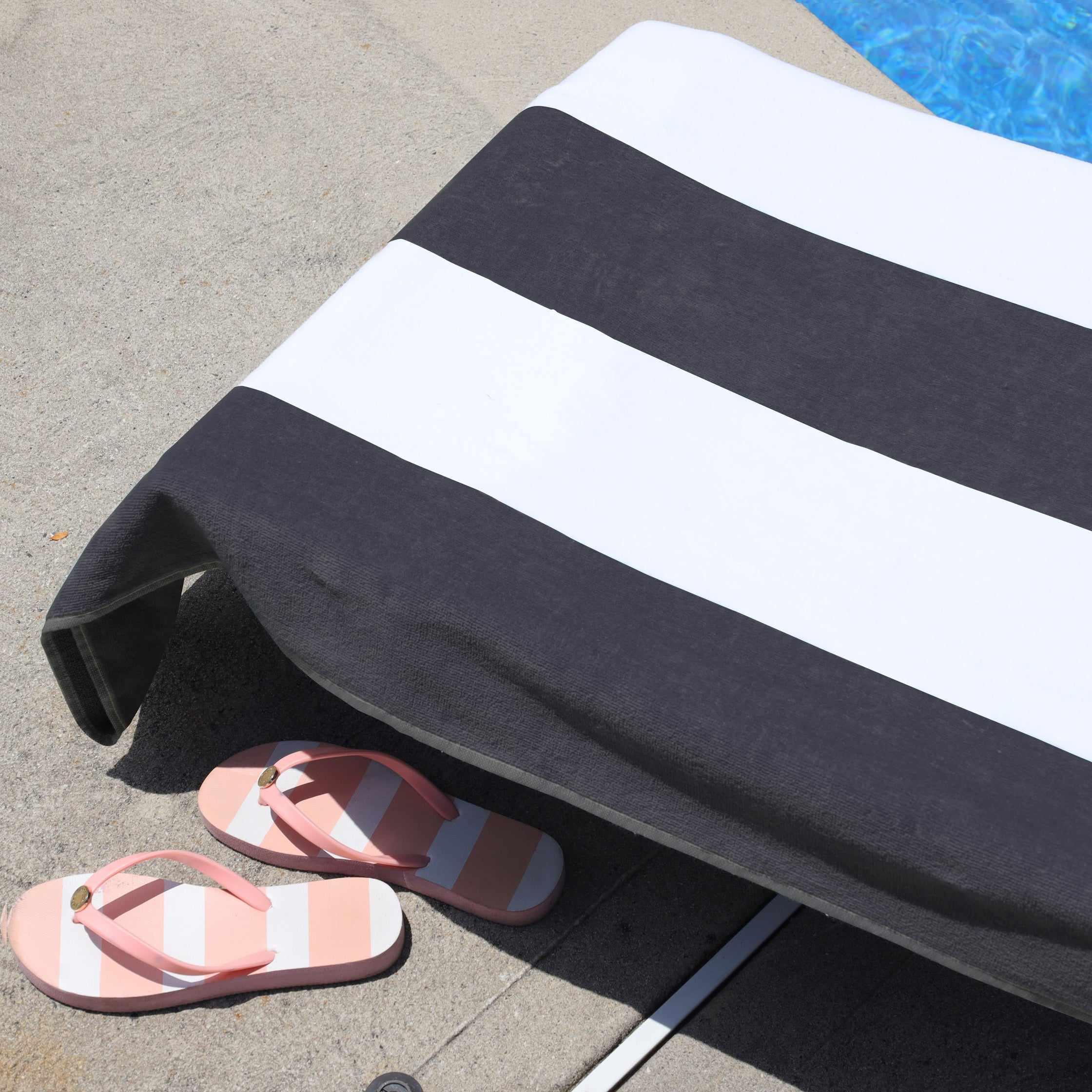 Premium Cabana Striped Cotton Chaise Lounge Chair Cover Set – Standard Size, UV & Water Resistant – Perfect for Poolside, Patio, and Outdoor Furniture Protection