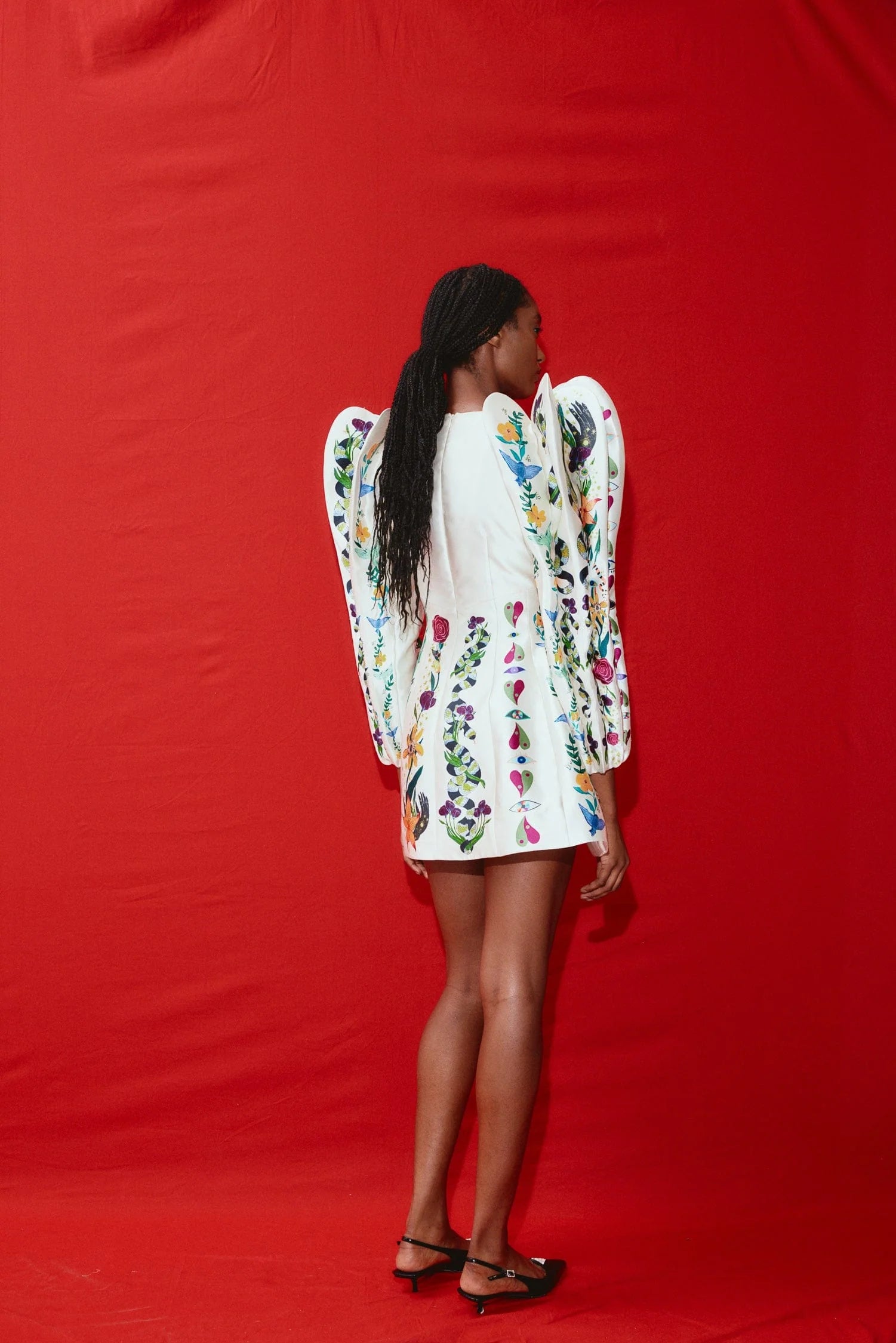 Cosmic Petal Sleeve Mini Dress - Floral Print Party Dress for Women, Night Out, Date Night & Special Occasions