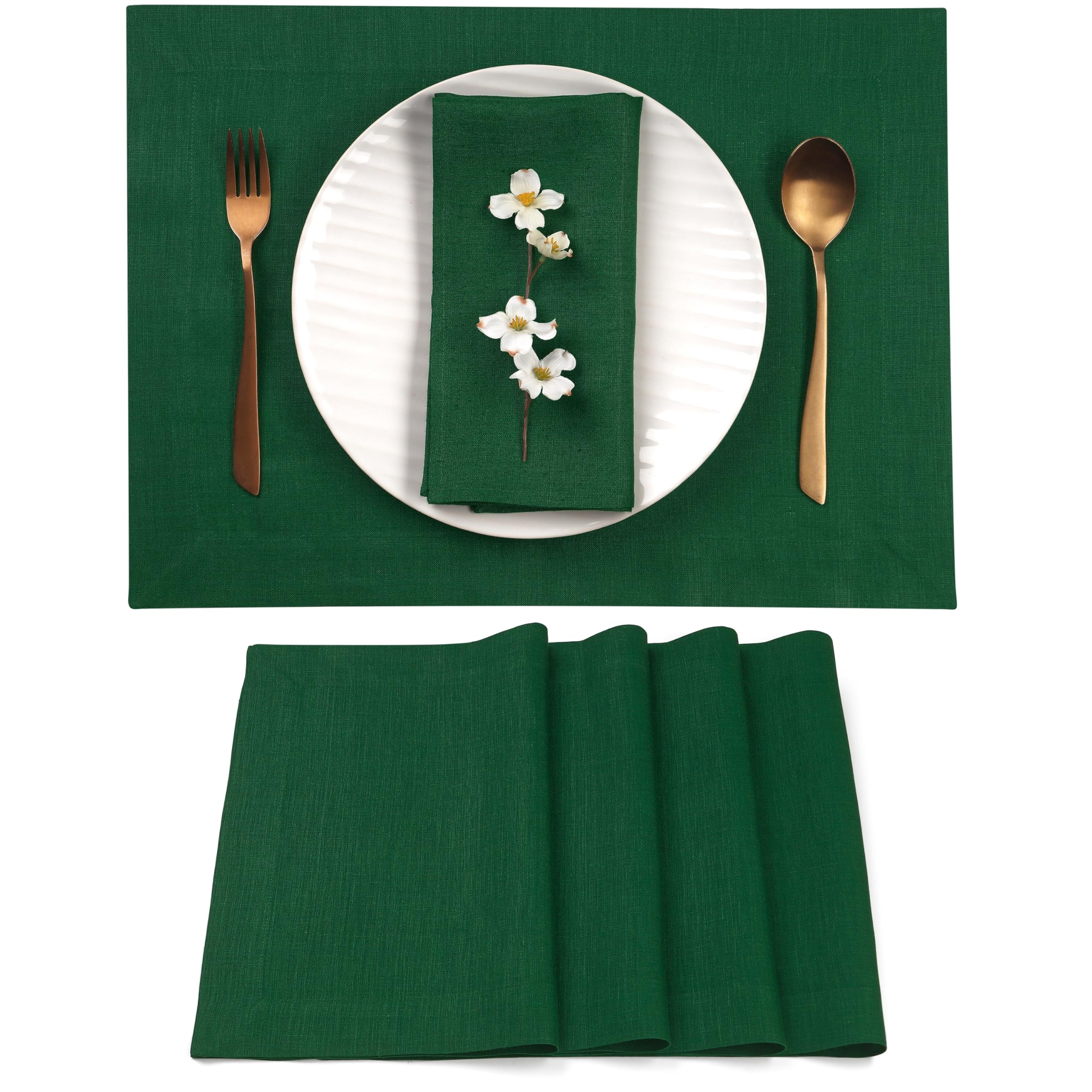 D'Moksha Homes 100% Pure Linen Placemats Set of 4 - 14