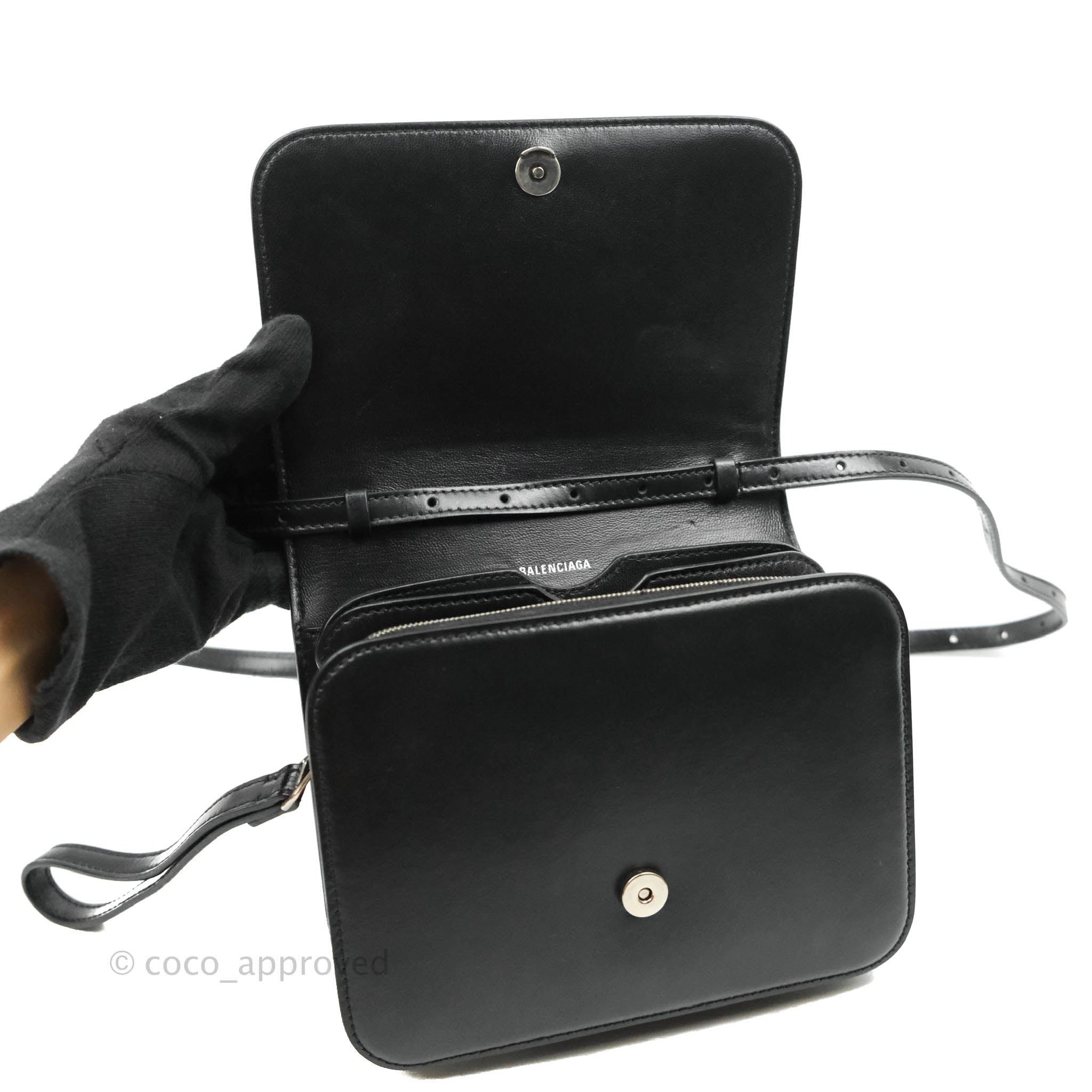 Balenciaga Small B Bag in Black Box Calfskin with Silver Hardware - Perfect for Everyday Luxury & Evening Outings