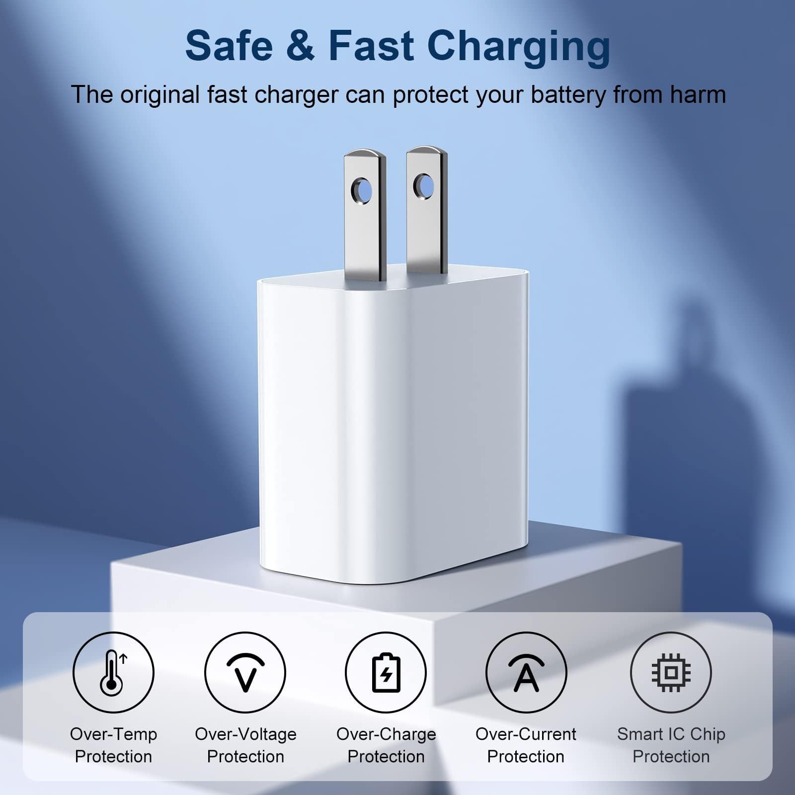 20W PD Fast Charger 4-Pack with 6FT USB-C Cable - Compatible with iPhone 14/13/12/11/XS & iPad - Quick Charging for Home, Office & Travel