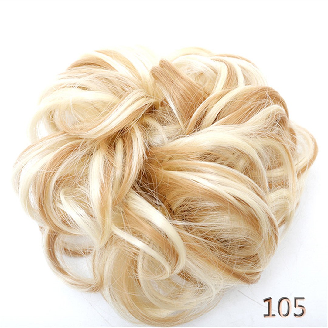 Heat Resistant Synthetic Hair Scrunchie Wrap Ring for Curly Hair - Soft Rubber Band Chignon Bun Maker (Pack of 3) | Perfect for Workouts, Office & Everyday Hairstyles