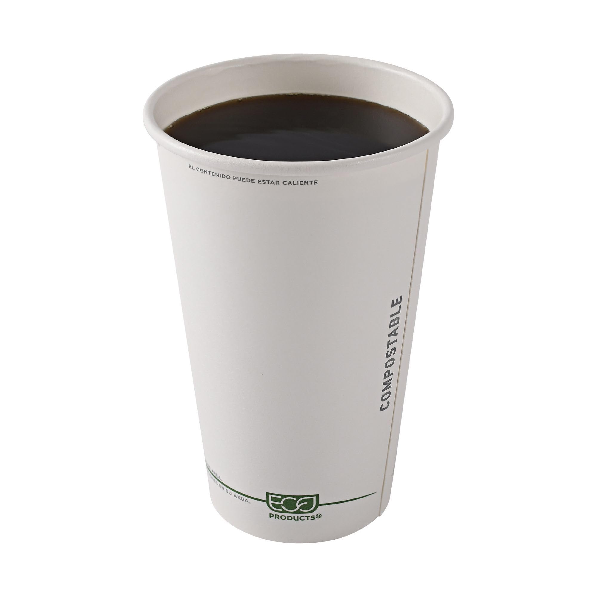 ECO-Friendly Compostable 16oz Coffee Cups - 1000 Count Case, White Single Wall Hot Paper Cups with Plant-Based PLA Lining | Biodegradable & Sustainable Disposable Cups for Coffee Shops, Offices, and Events