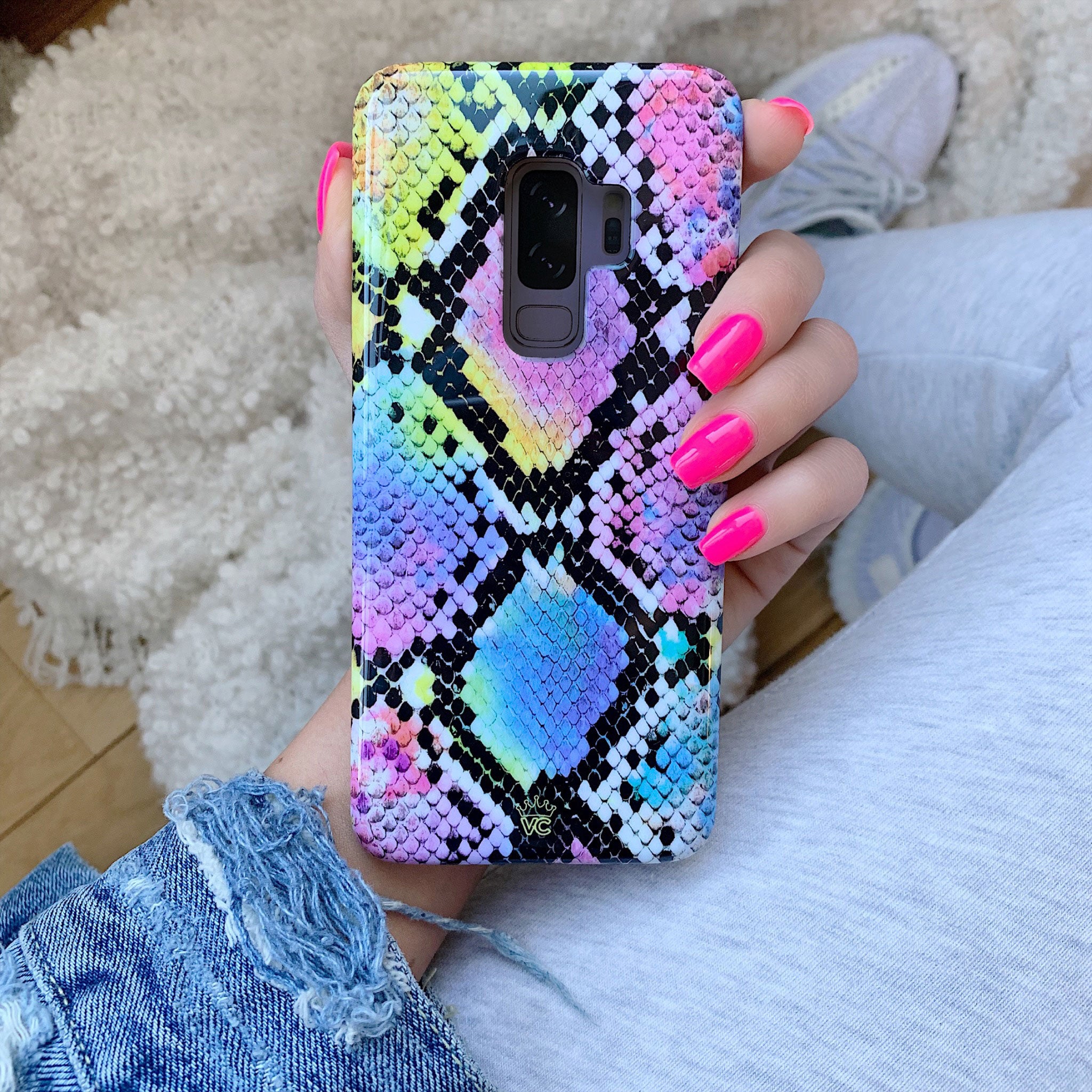 Snakeskin Pattern Neon Samsung Galaxy Phone Case - Stylish Protective Cover for Galaxy S21/S22/S23 - Perfect for Nightlife, Parties & Fashion Statements