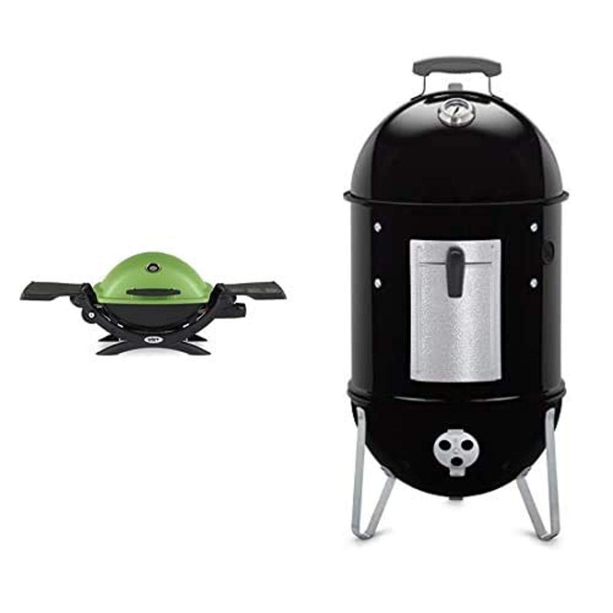 Weber Q 1200 Portable Gas Grill with Cover - Green Outdoor BBQ Grill for Camping, Picnics & Backyard Cooking