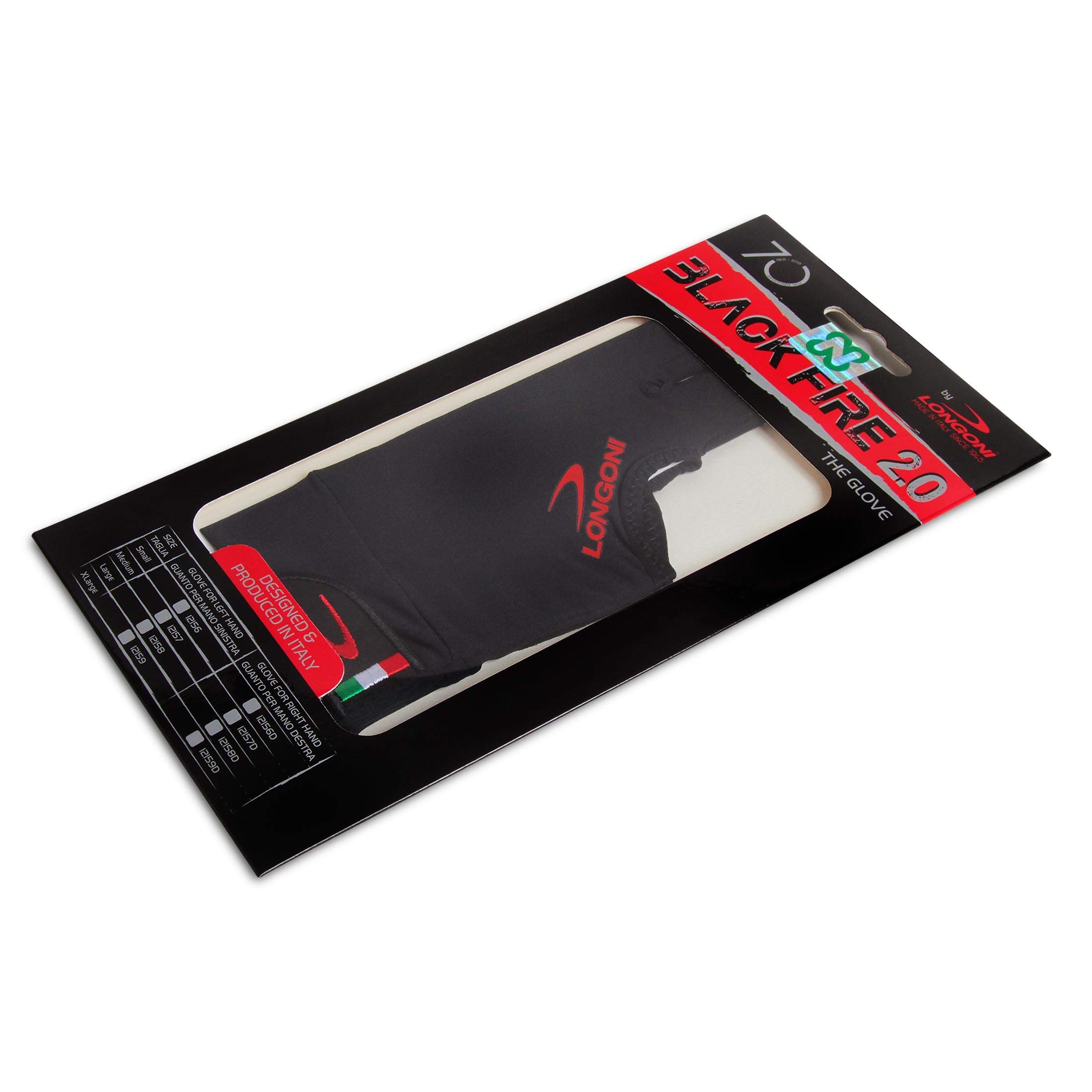 Longoni Black Fire 2.0 Billiard Pool Cue Glove - Left & Right Hand Comfort Fit - Black - Perfect for Snooker & 8-Ball Tournaments