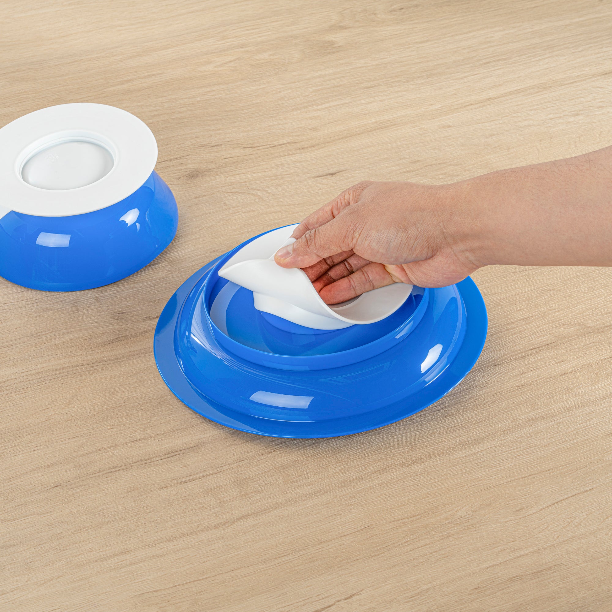 Spill-Proof Blue Plastic Scoop Plate and Bowl Set with Suction Base - 20 Plates & 20 Bowls for Kids | Toddler Mealtime, Baby Feeding, Daycare & Travel Use