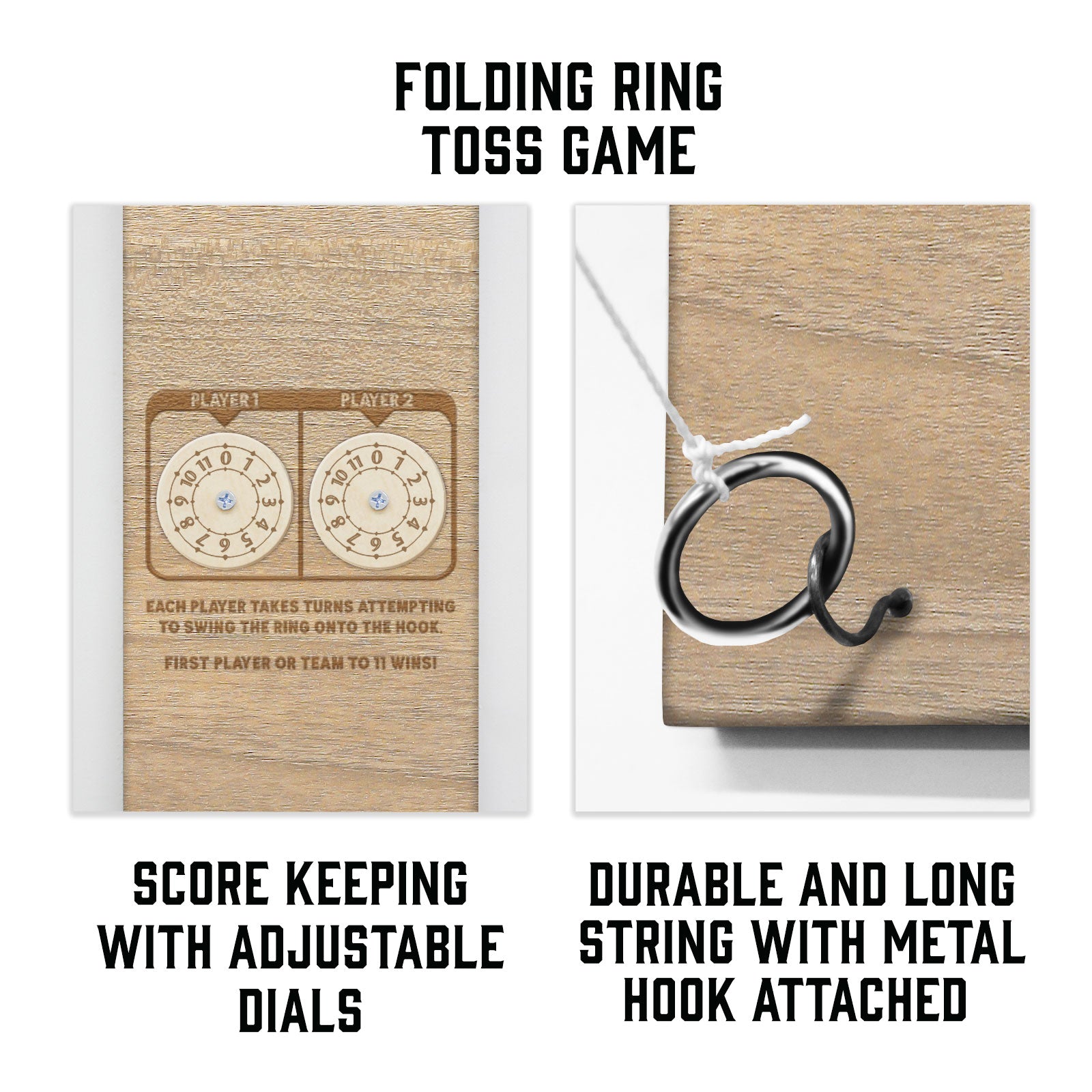 Custom Engraved Wall Mounted Folding Ring Toss Game - Personalized Beer & Brewery Decor for Indoor/Outdoor Parties, Bars & Man Caves