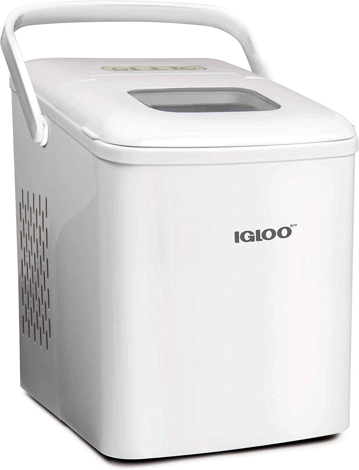 Igloo ICEB26HNWHN Portable Electric Countertop Ice Maker - 26 lbs/24H, 9 Cubes in 7 Mins - Self-Cleaning with Ice Scoop & Basket - White - Perfect for Home, Office, RV, and Outdoor Parties