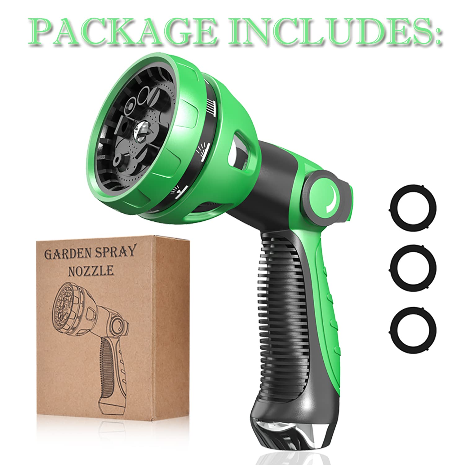 Metal Garden Hose Nozzle - 10 Adjustable Spray Patterns for Watering, Cleaning & Car Washing