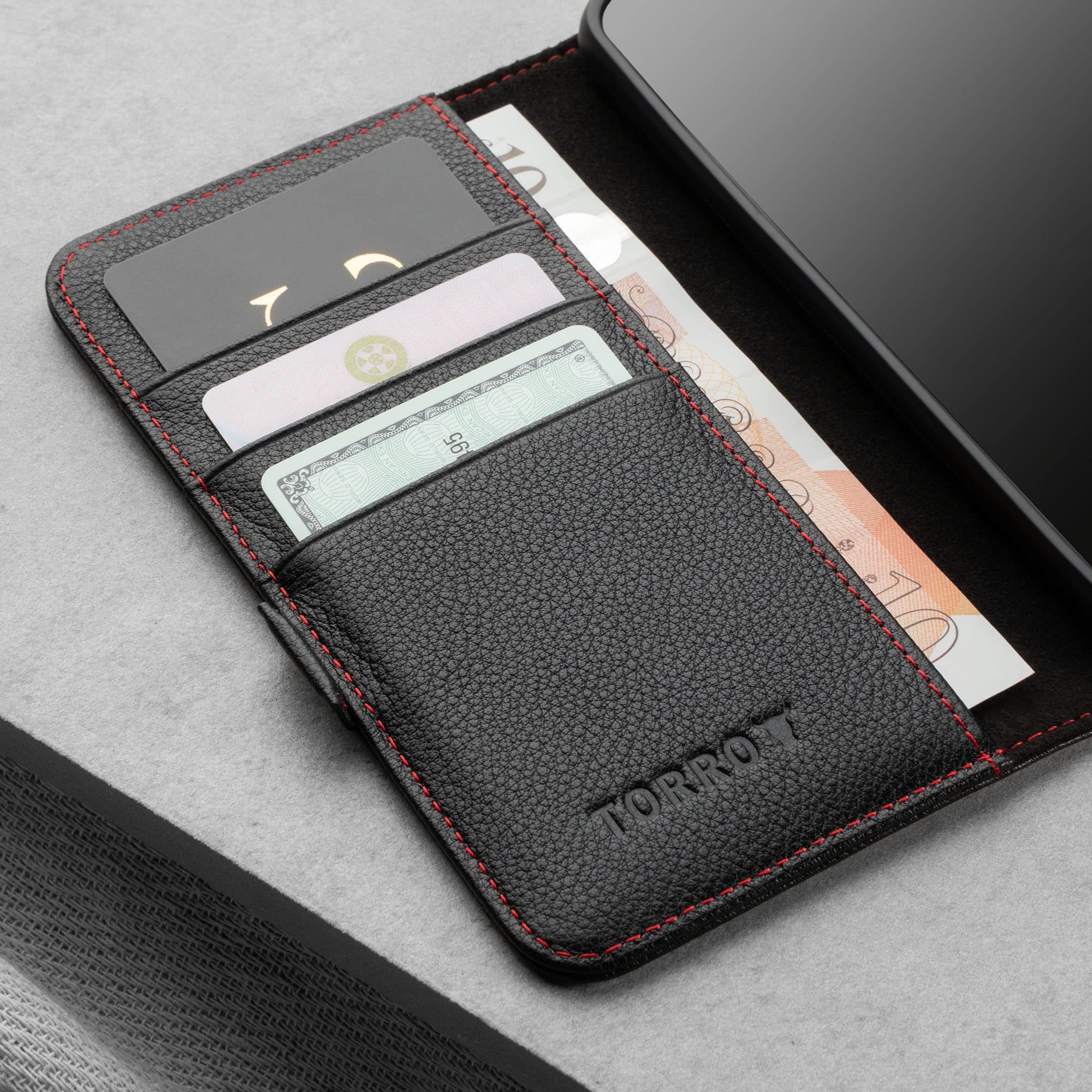 Premium Genuine Leather Phone Case for Samsung Galaxy S22 5G - Slim Protective Cover with Card Slots & Kickstand | Horizontal Viewing Stand | Perfect for Work, Travel and Everyday Use (Black)