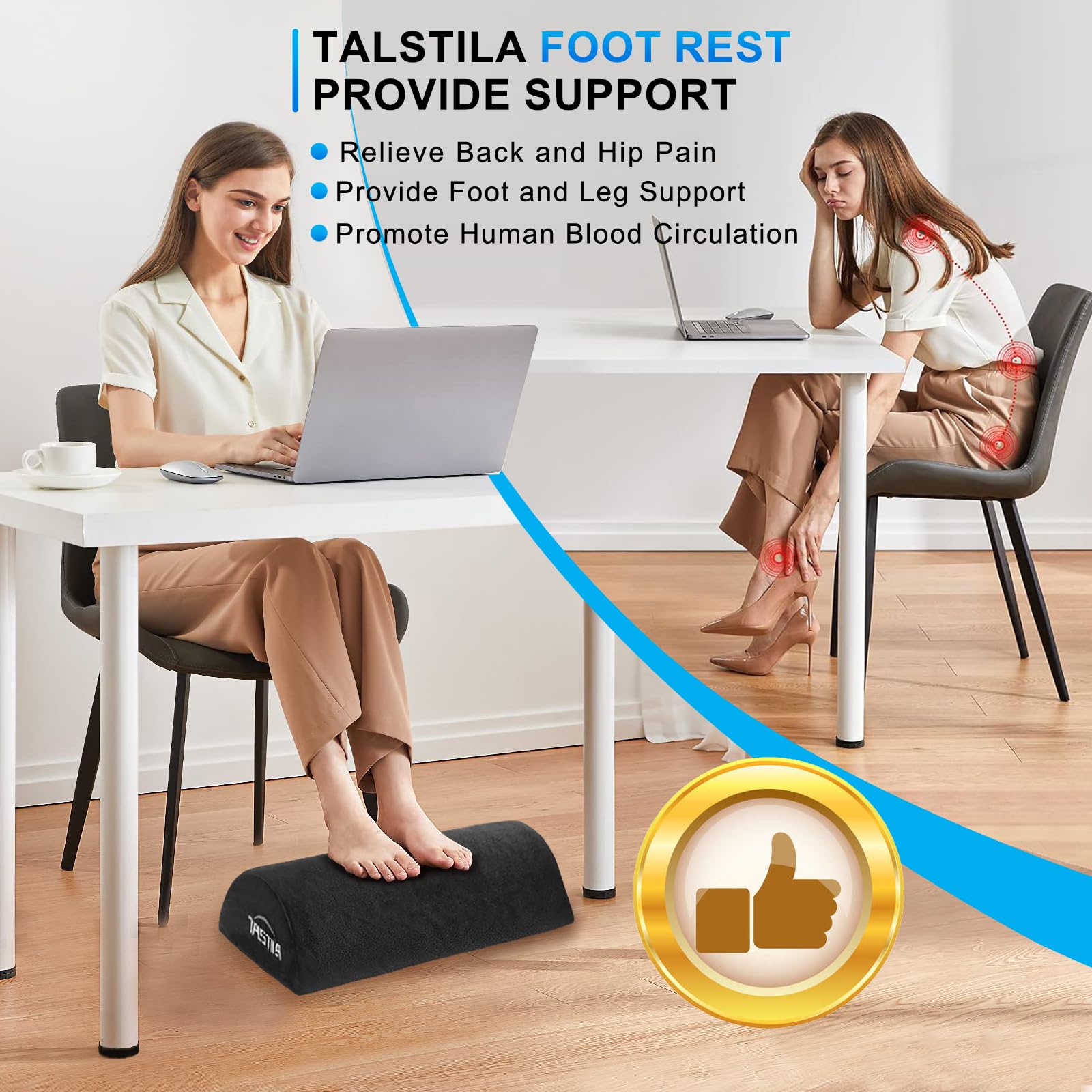 Ergonomic Foot Rest for Under Desk - Plush Warm Feet Pocket, Office Foot Stool for Back & Leg Pain Relief - Perfect for Home Office, Gaming & Work Desks