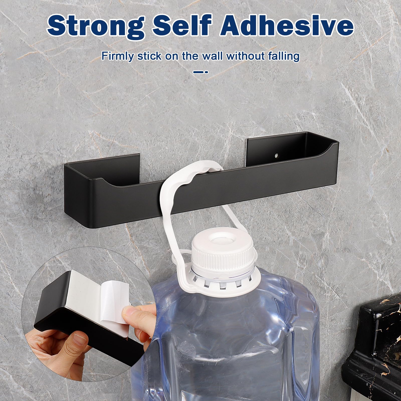 NearMoon Self-Adhesive Stainless Steel Hand Towel Holder - 12 Inch Matte Black Wall Mounted Towel Ring for Bathroom & Kitchen - Rustproof, No Drill Installation - Perfect for Small Spaces & Rental Homes