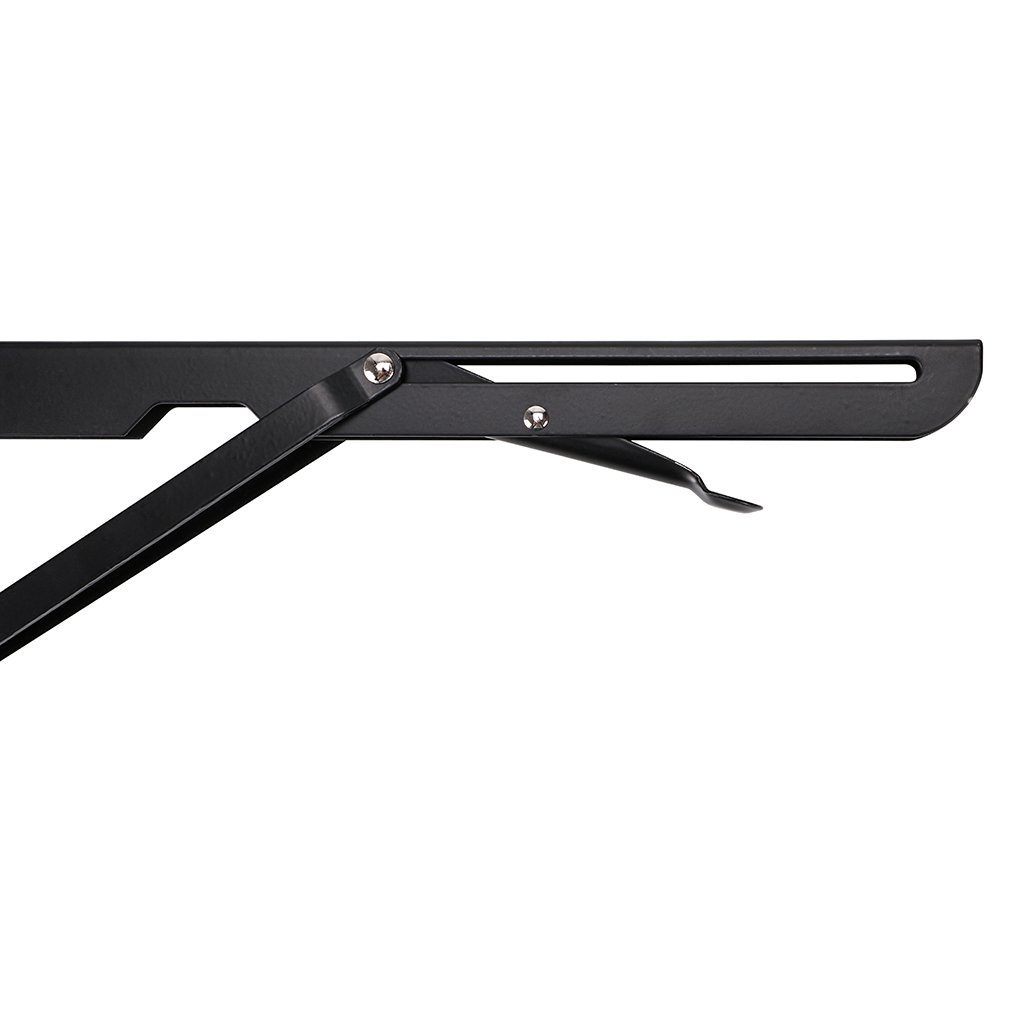 Heavy Duty Metal Folding Shelf Brackets 12 Inch - 2 Pack Black Triangle Wall Mounted Hinges for Tables, Benches & Shelves | Sturdy Support for Home, Garage & Workshop Organization