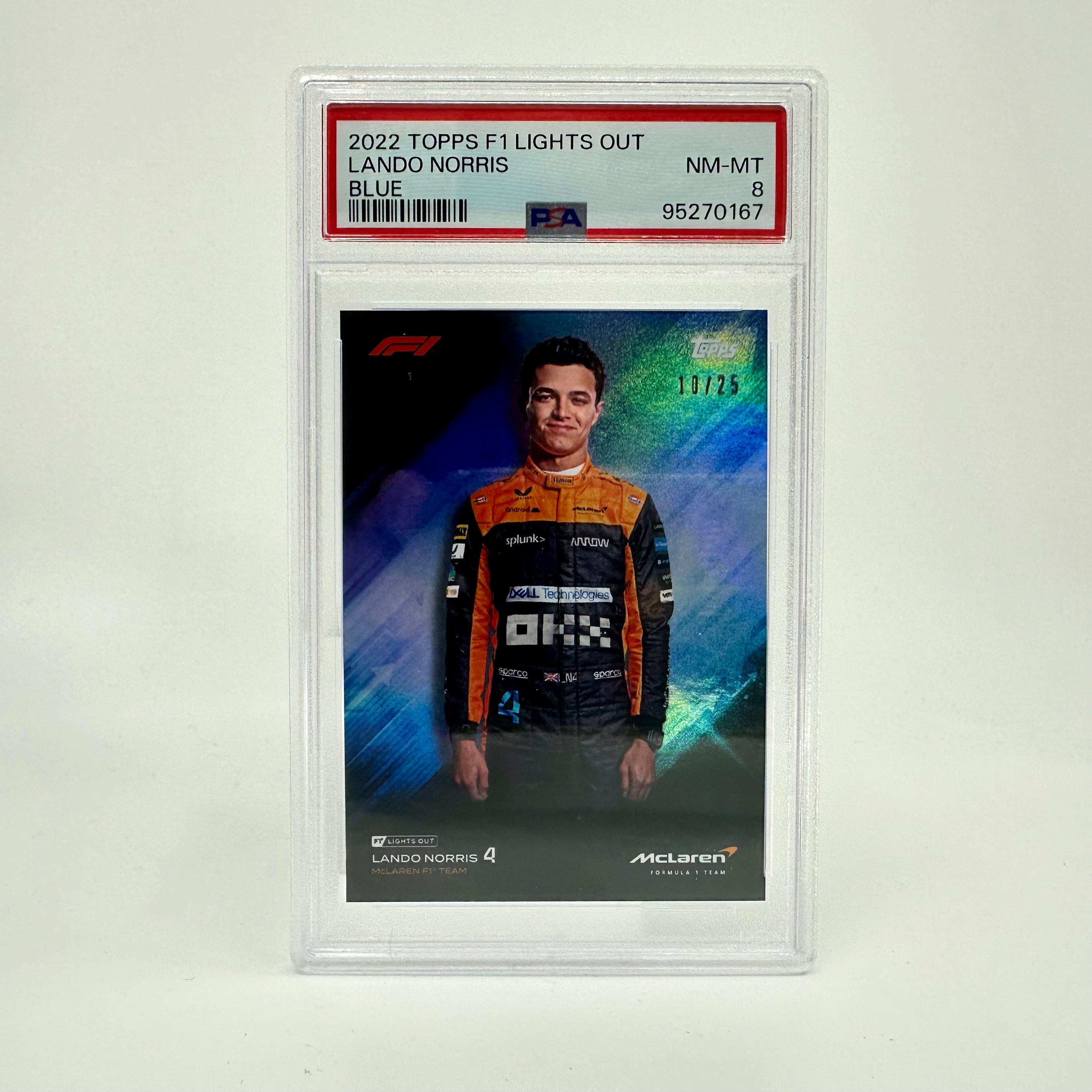 2022 Topps Lights Out Lando Norris Blue PSA 8 Graded Trading Card - Perfect for Collectors, Sports Memorabilia Enthusiasts, and F1 Racing Fans