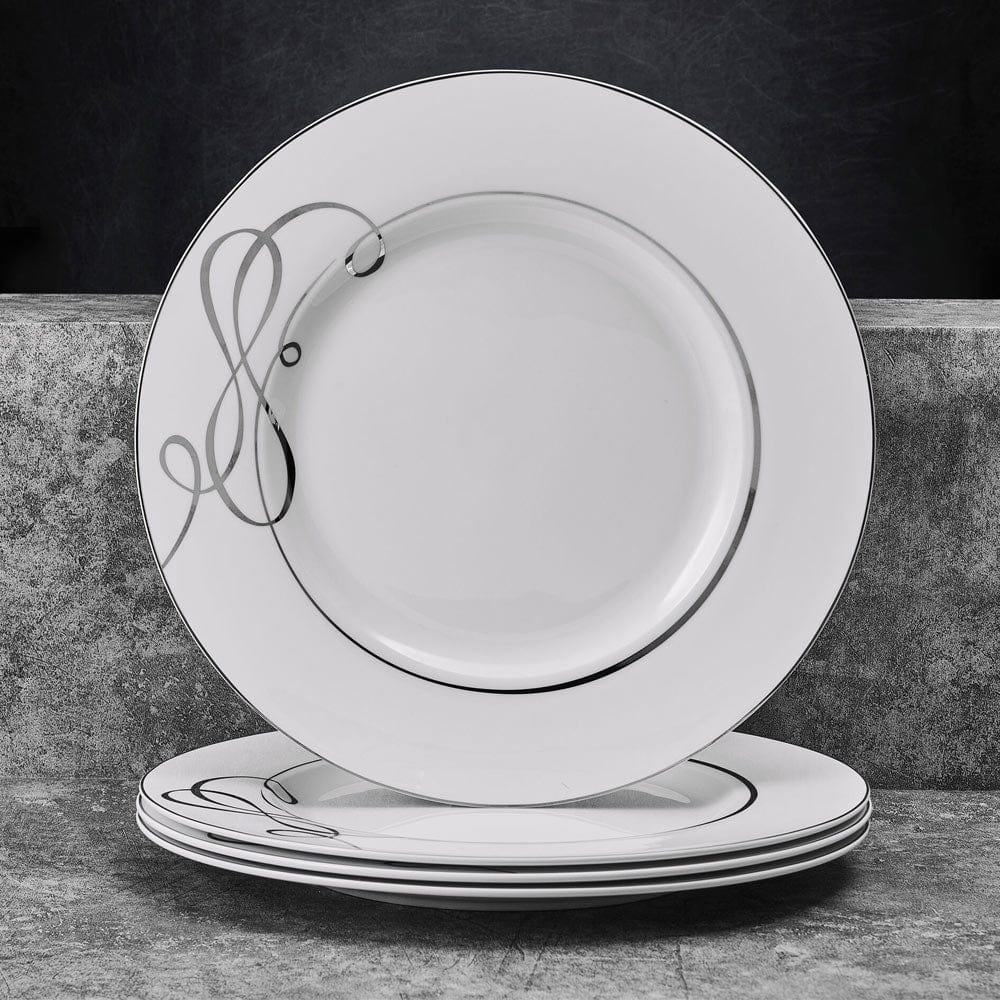 Love Story Set of 4 Dinner Plates - Elegant Porcelain Plates for Romantic Dinners, Anniversaries & Special Occasions