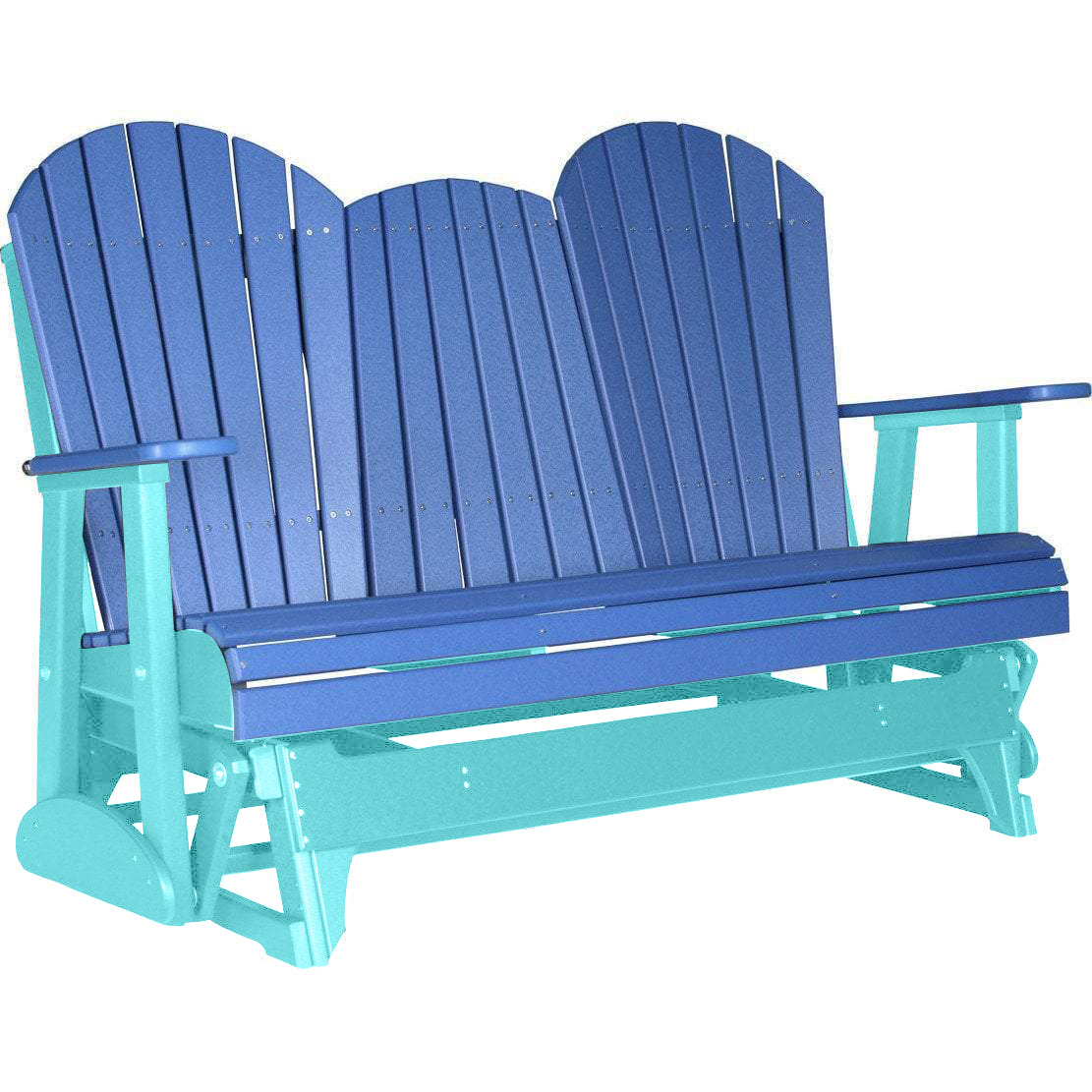 LuxCraft Blue 5 ft. Recycled Plastic Adirondack Outdoor Glider Chair - Patio, Garden, Porch & Backyard Relaxation Swing Bench