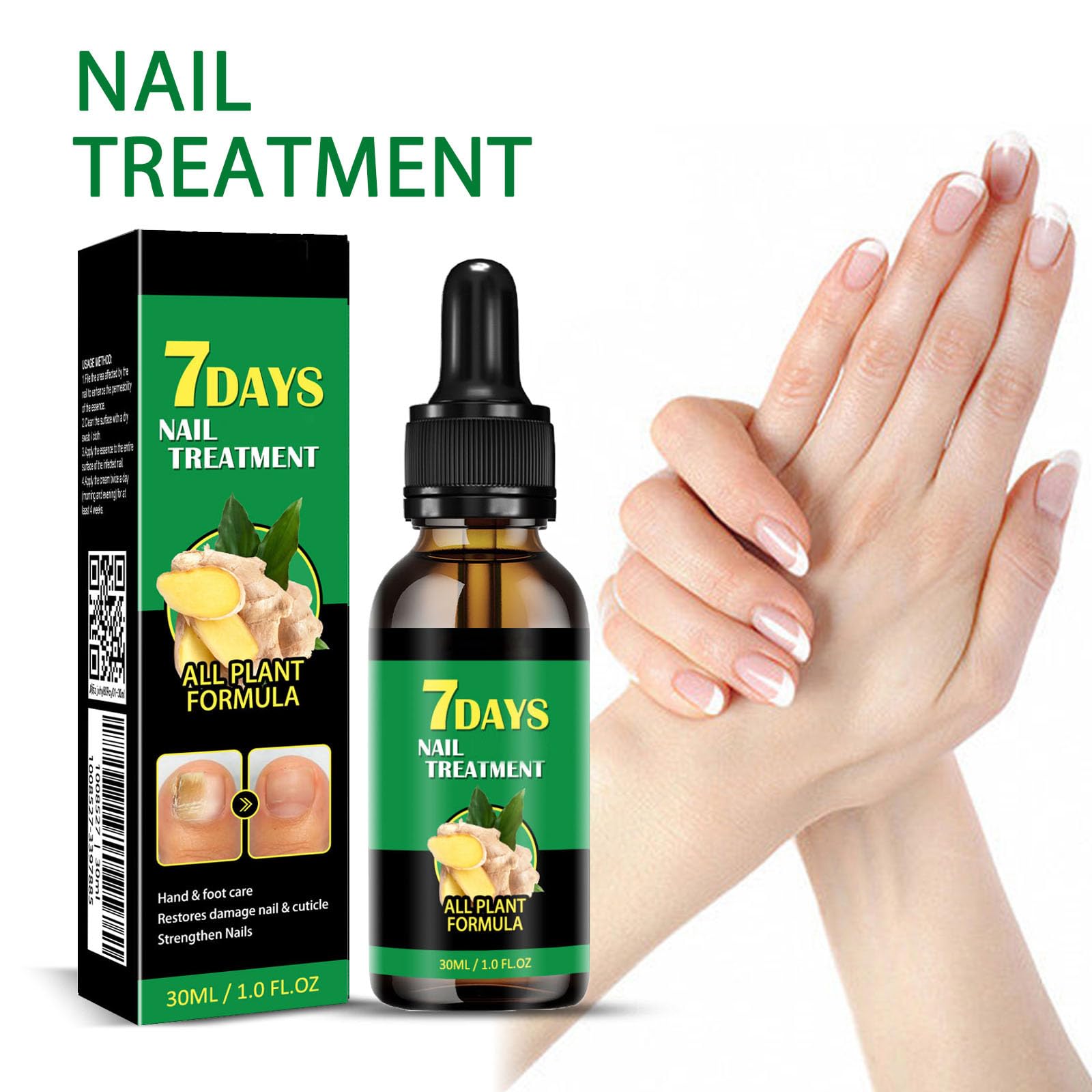 7Days Ginger Nail Growth Treatment Oil - Multi-Purpose Nail Repair & Strengthener Serum with Nutrients | For Brittle, Weak Nails & Cuticle Care | Perfect for At-Home Manicures & Nail Salon Use