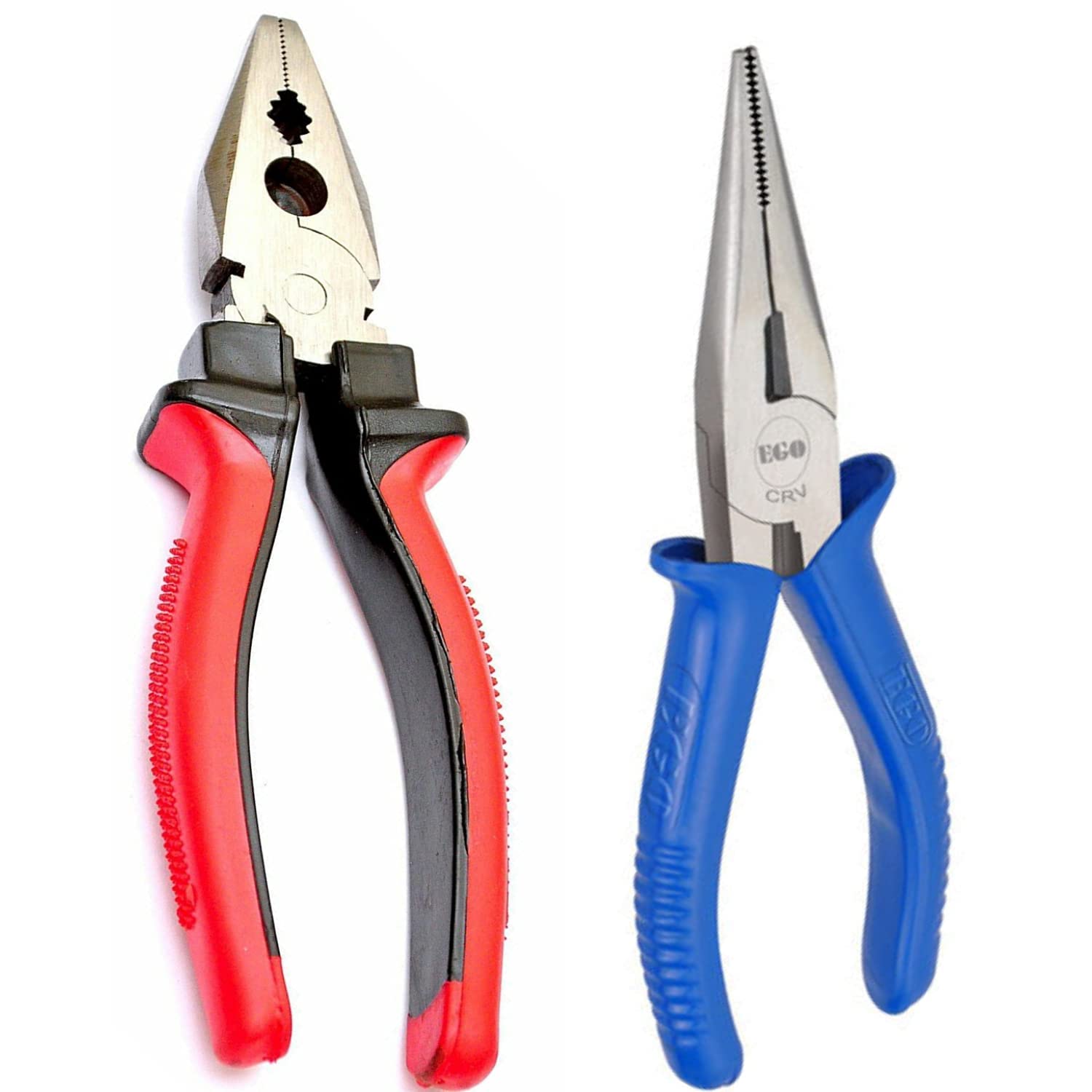 SKY BLUE Enterprises Professional Nose Combo Pliers Set - 2-Piece Multi-Purpose Cutting & Electrical Work Pliers for Home, DIY, and Professional Use | Durable & Ergonomic Hand Tools for Wiring, Crafting, and Repairs