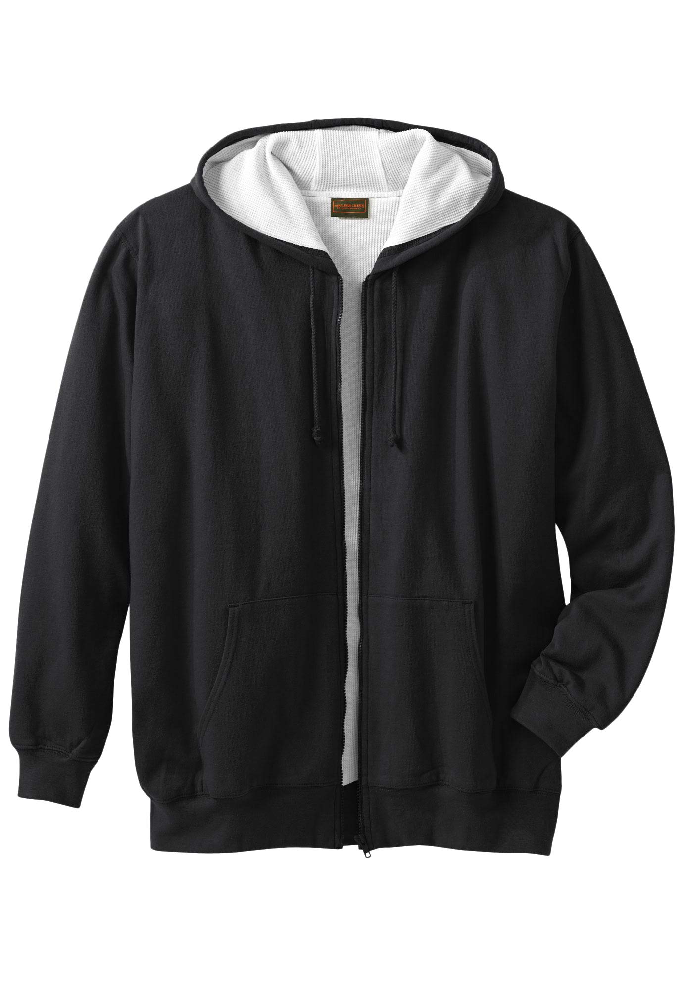 KingSize Men's Big & Tall Full-Zip Thermal Waffle Hoodie - Warm Winter Fleece Lined Pullover for Outdoor Hiking & Casual Wear