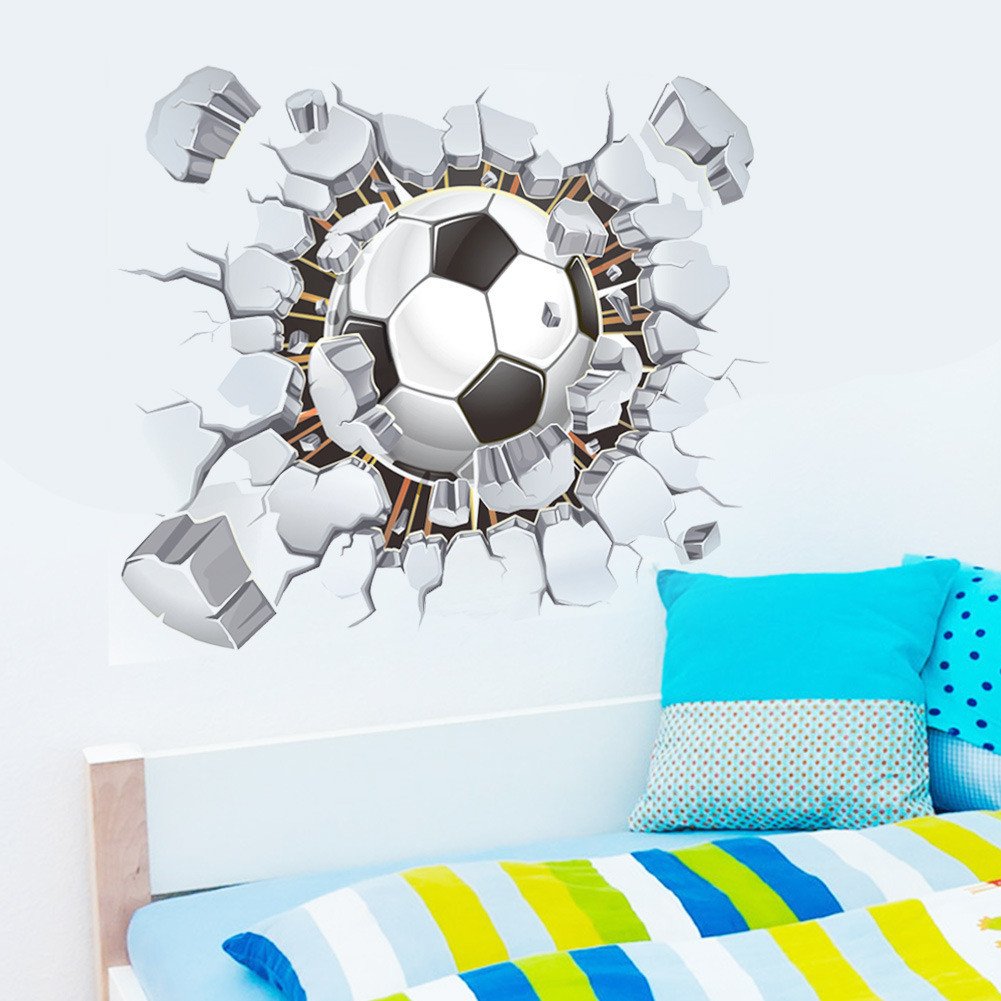 3D Soccer Ball Wall Sticker - Kids Room & Home Decor for Sports Fans