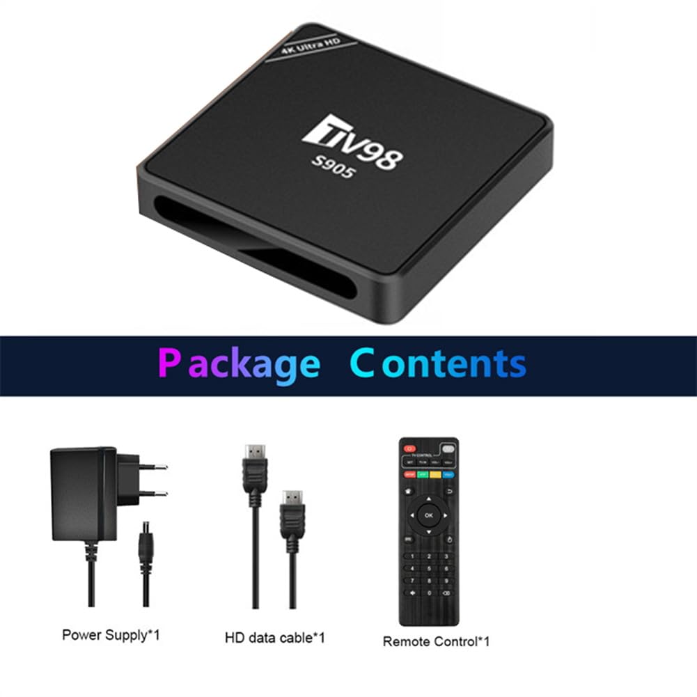 RIYAN TV98 TV Box - S9054K Android 12 Smart TV Media Player with RJ45 10M/100M Ethernet, UK Plug | 4K Ultra HD Streaming, Gaming & Home Entertainment System for Living Room & Bedroom
