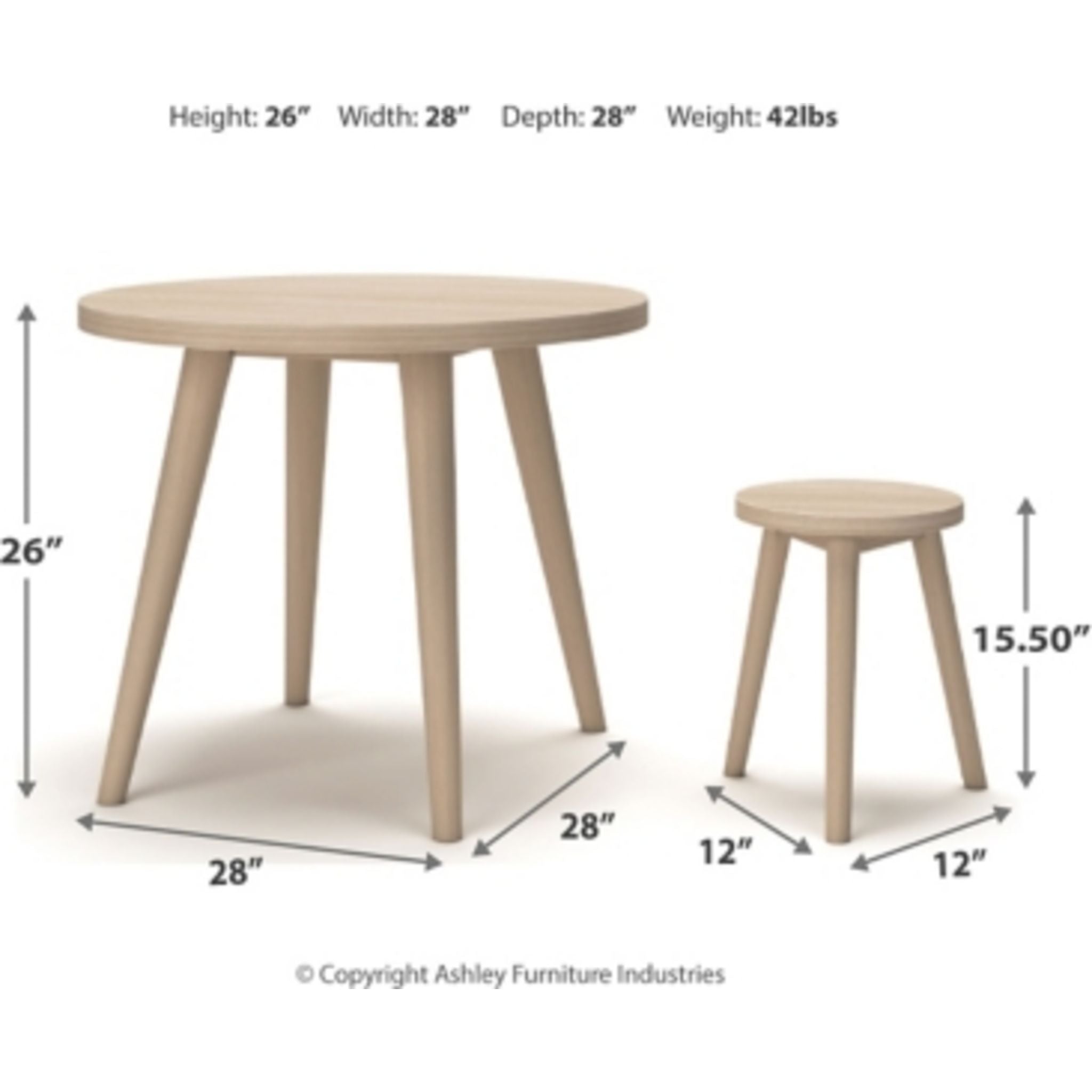 Blariden Kids Table and Chairs Set - Natural Wooden Children's Furniture for Playroom, Dining, and Learning Activities