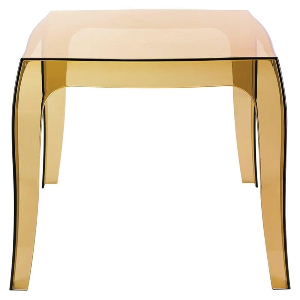 Commercial Grade Compamia Queen Polycarbonate Patio Side Table in Transparent Amber - Durable Outdoor Furniture for Poolside, Garden, and Patio Decor