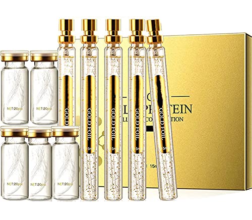Beaute Protein Thread Lifting Set - Korean Soluble Collagen Face Threads for Wrinkle Reduction & Skin Tightening (5 Bottles +5 Essence) | Anti-Aging Facial Treatment for Youthful Glow at Home or Salon