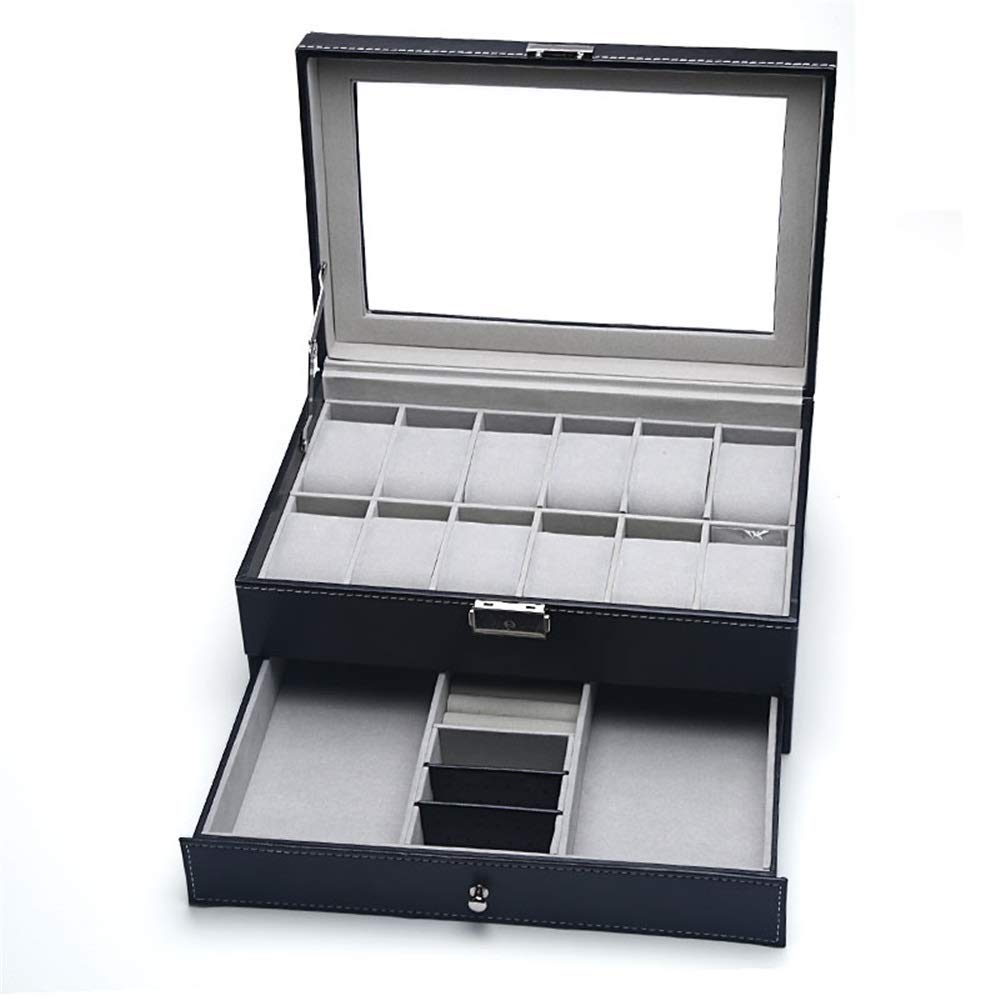 Leather Sunglasses Storage Case with Lock - Eyeglass Organizer Box for Glasses, Jewelry & Accessories | Perfect for Travel, Home & Retail Display
