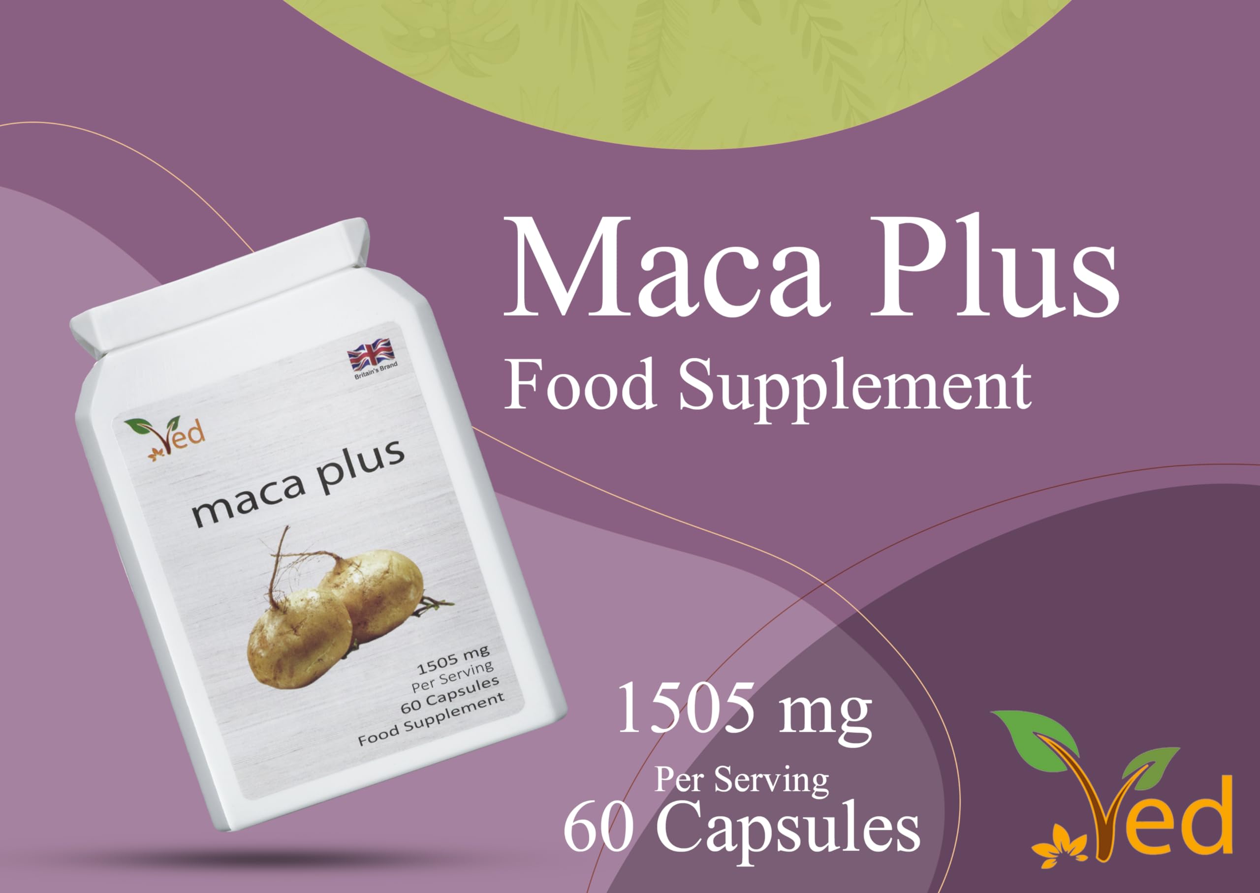 Organic Maca Root Capsules 1505mg - Black, Red, Yellow Peruvian Maca (60 Caps, 30-Day Supply) | 100% Pure, Non-GMO, Gelatinized | Supports Reproductive Health & Natural Energy | Perfect for Hormonal Balance & Daily Vitality Boost