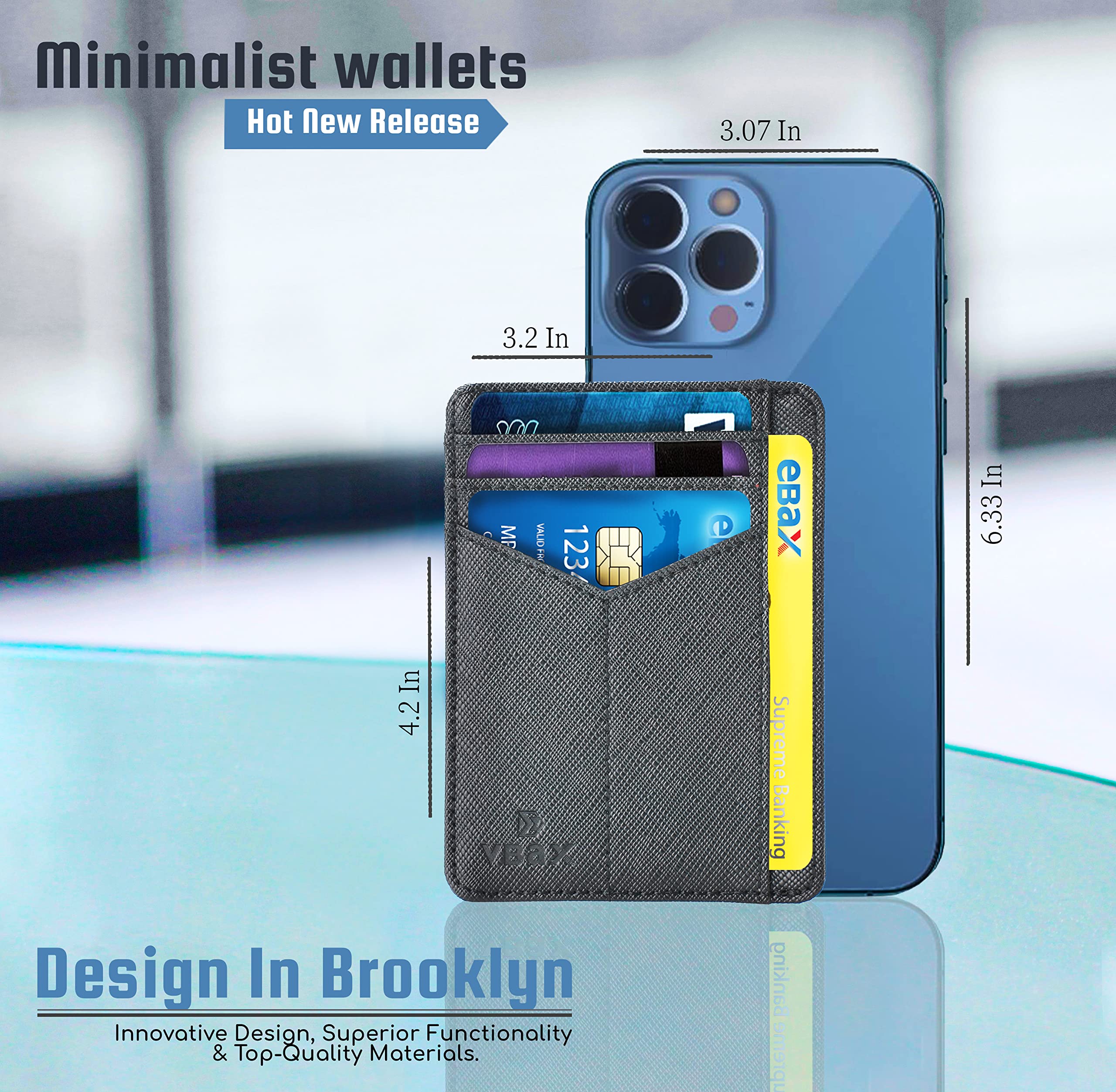 Slim RFID Wallet for Men & Women - 8 Card Slots, Carbon Fiber Leather for Travel & Daily Use