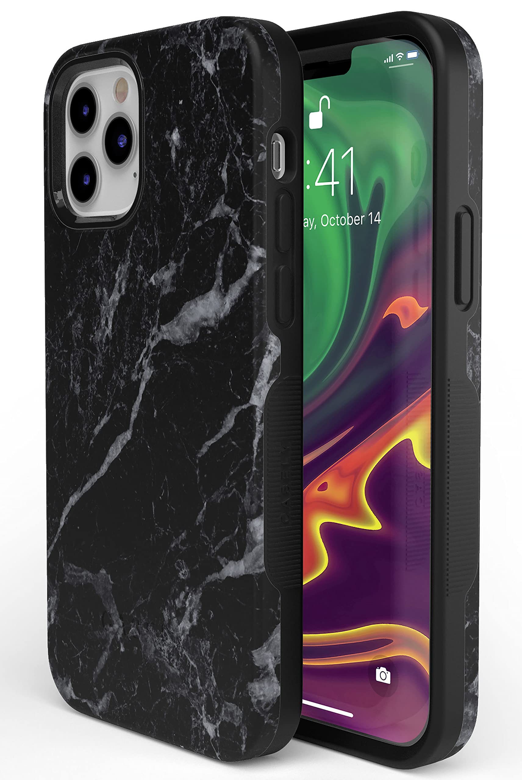 Casely iPhone 12 Pro Max Case with MagSafe - Premium Black Marble Protective Cover | Slim Fit, Shockproof & Wireless Charging Compatible | Perfect for Work, Travel & Everyday Use