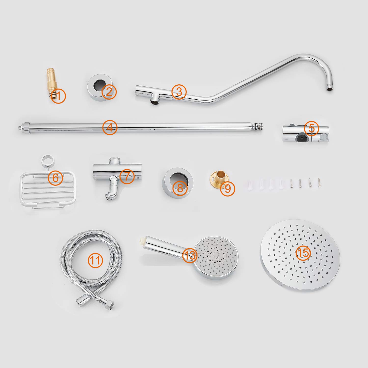 Aolemi Polished Chrome Retrofit Shower System - Matching Bathroom Vessel Sink Faucet with Double Cross Handle - Perfect for Modern & Vintage Bathroom Renovations