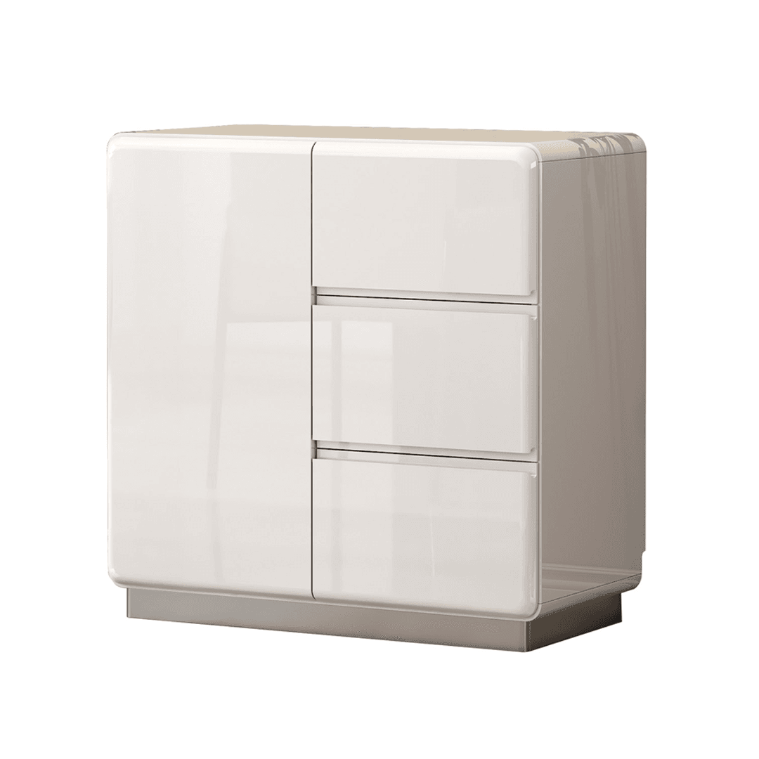 Estrella Gloss White Sideboard - 80cm Modern Buffet Cabinet with Storage for Dining Room, Living Room & Entryway