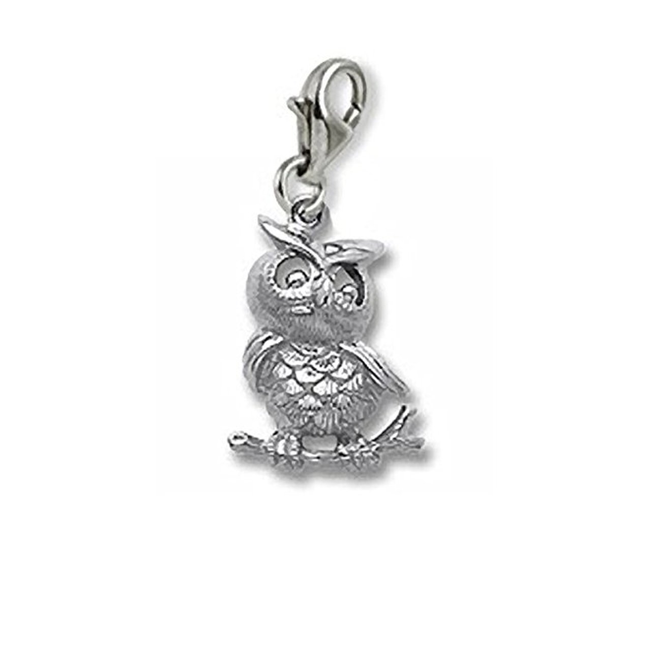 Owl Charm Pendant with Lobster Claw Clasp - Silver Jewelry Charms for Bracelets & Necklaces - Perfect for DIY Jewelry Making, Gift Giving and Boho Fashion Accessories